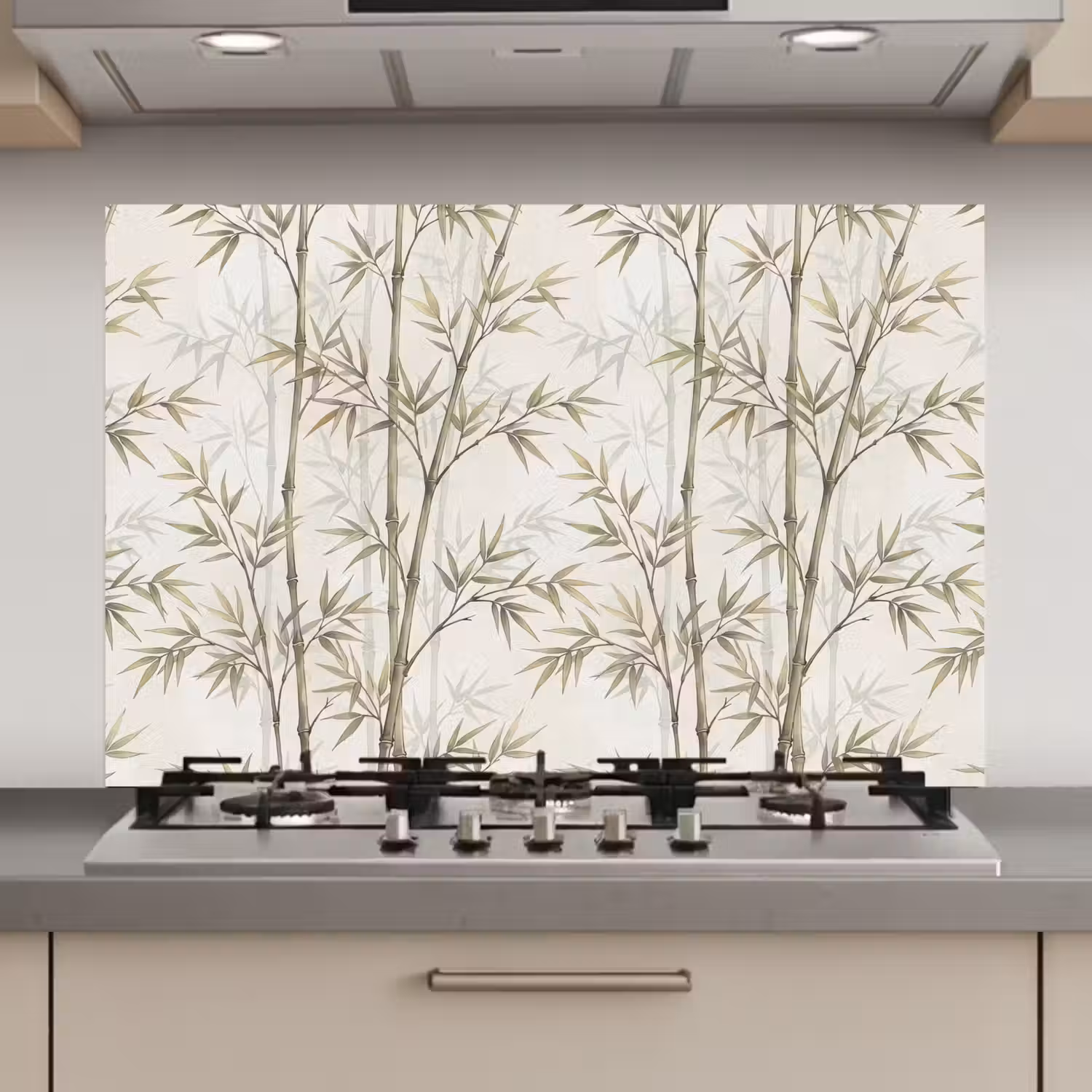 Bamboe - Bladeren - Natuur - Aquarel - Groen keuken achterwand spatscherm klein -3d_website