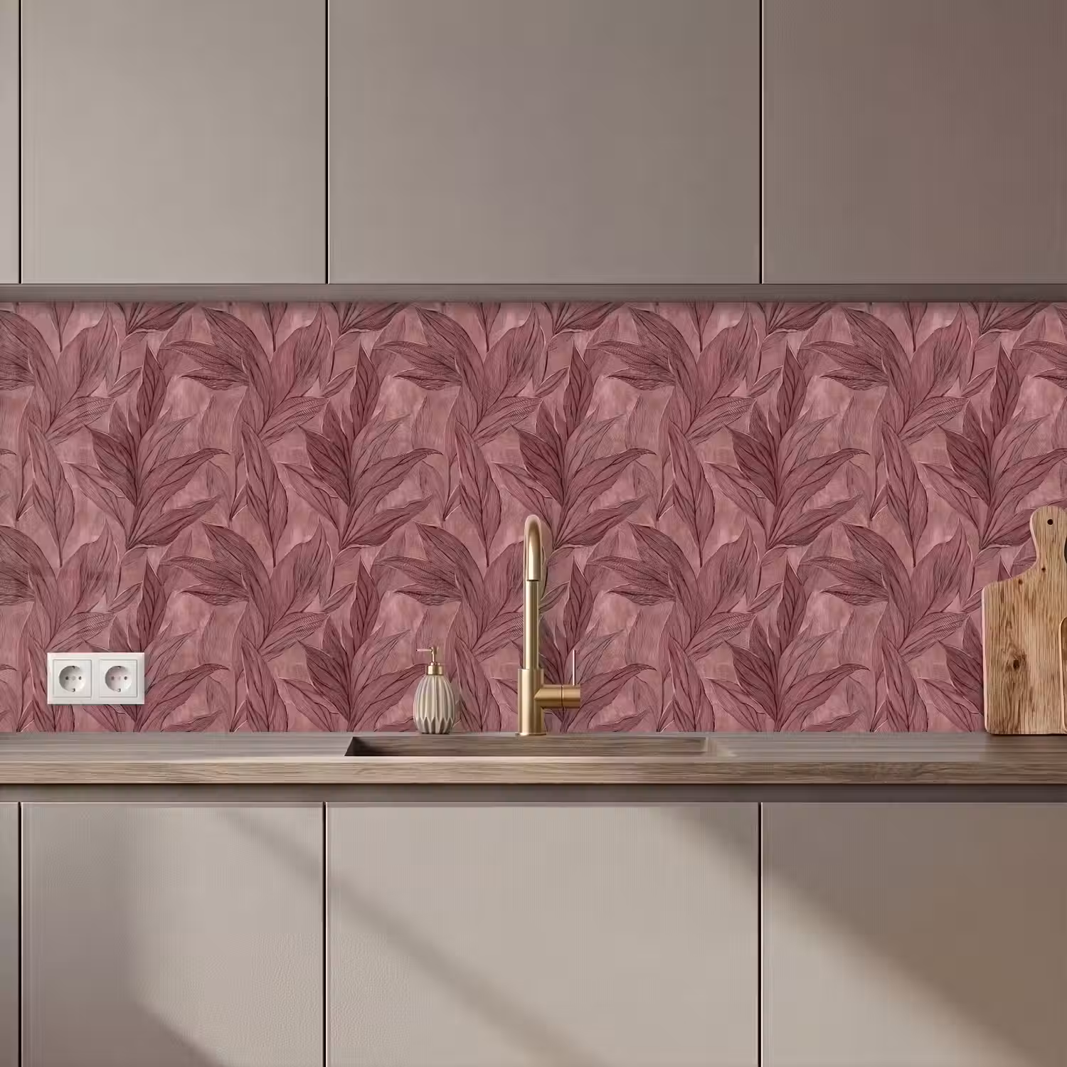 Bladeren - Patroon - Paars keuken achterwand 2 middel 871 zz_3dshopping
