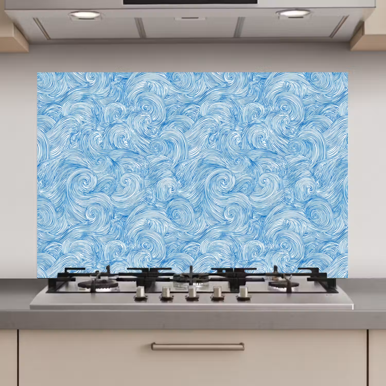 Blauw - Wit - Spiraal - Golven - Lijnen keuken achterwand spatscherm klein 900 -3d_website