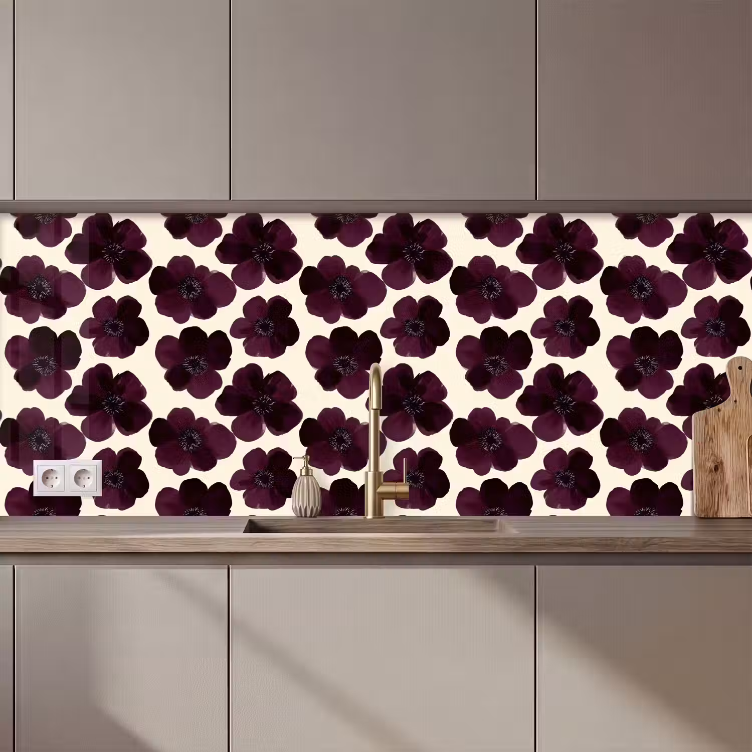Bloemen - Aquarel - Paars keuken achterwand 2 middel 871 zz_3dshopping