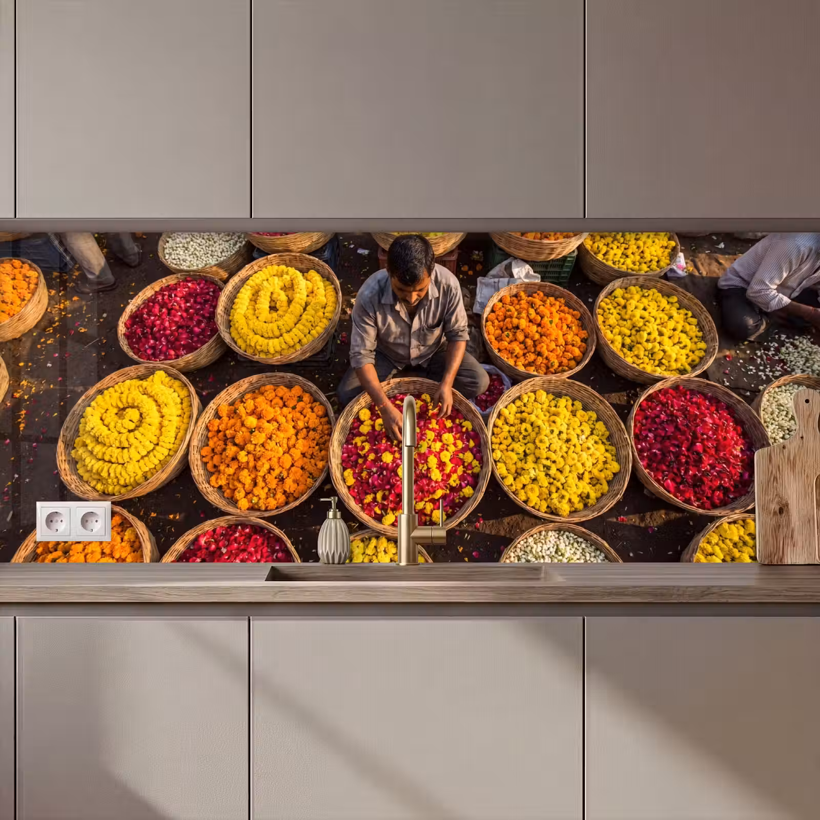 Keuken achterwand - Bloemen - Markt - Kleurrijk - Bloemen - Markt - Kleurrijk keuken achterwand 2 middel zz_3dshopping