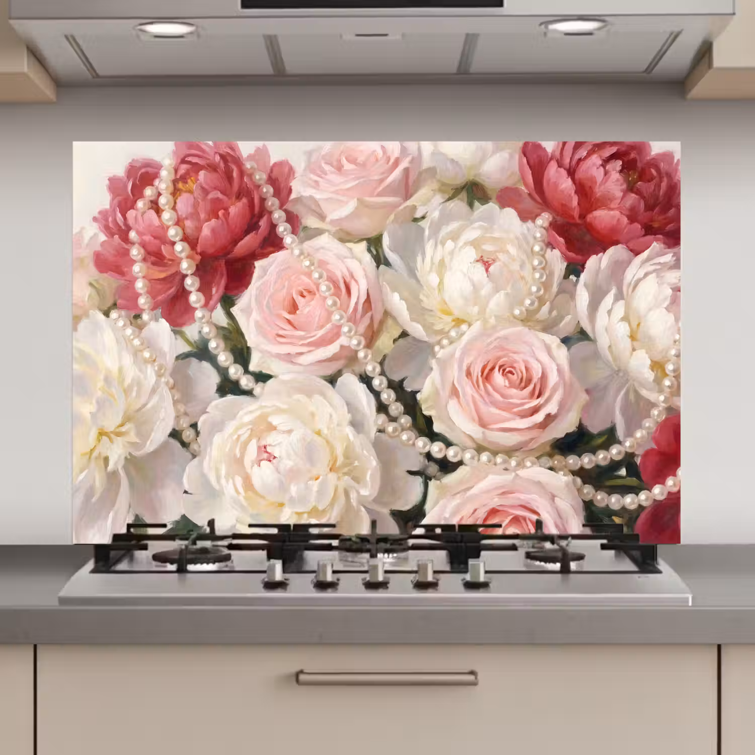 Bloemen - Parels - Romantiek - Klassiek - Roze keuken achterwand spatscherm klein -3d_website