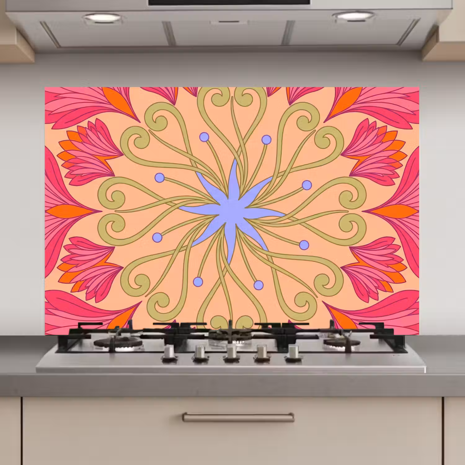 Bloemen - Patroon - Abstract - Roze - Decoratief keuken achterwand spatscherm klein -3d_website