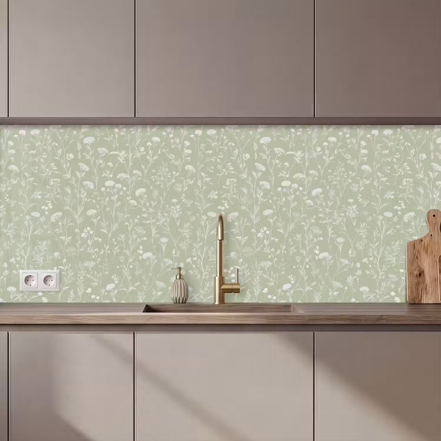 Bloemen - Patroon - Groen keuken achterwand 2 middel 871 zz_3dshopping