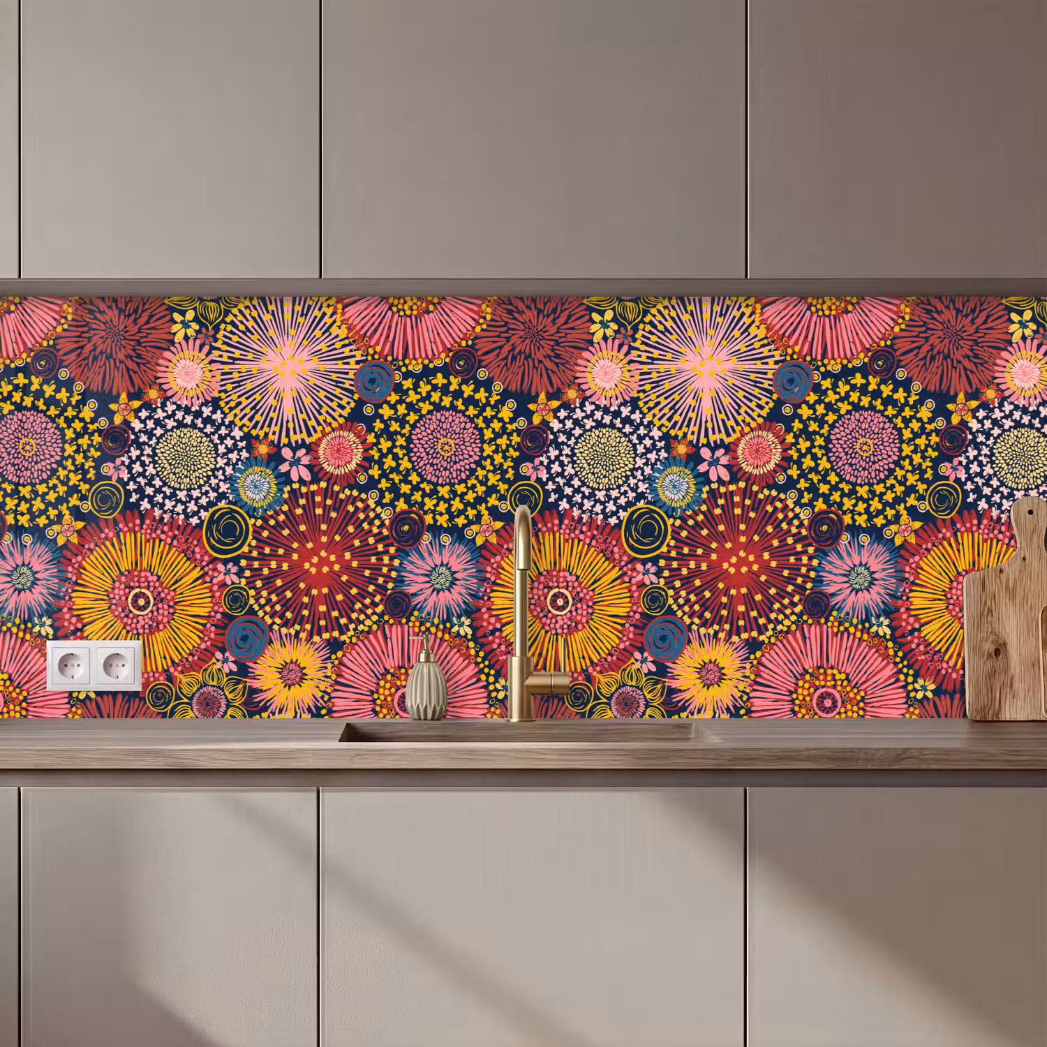 Bloemen - Patroon - Lijn keuken achterwand 2 middel 871 zz_3dshopping