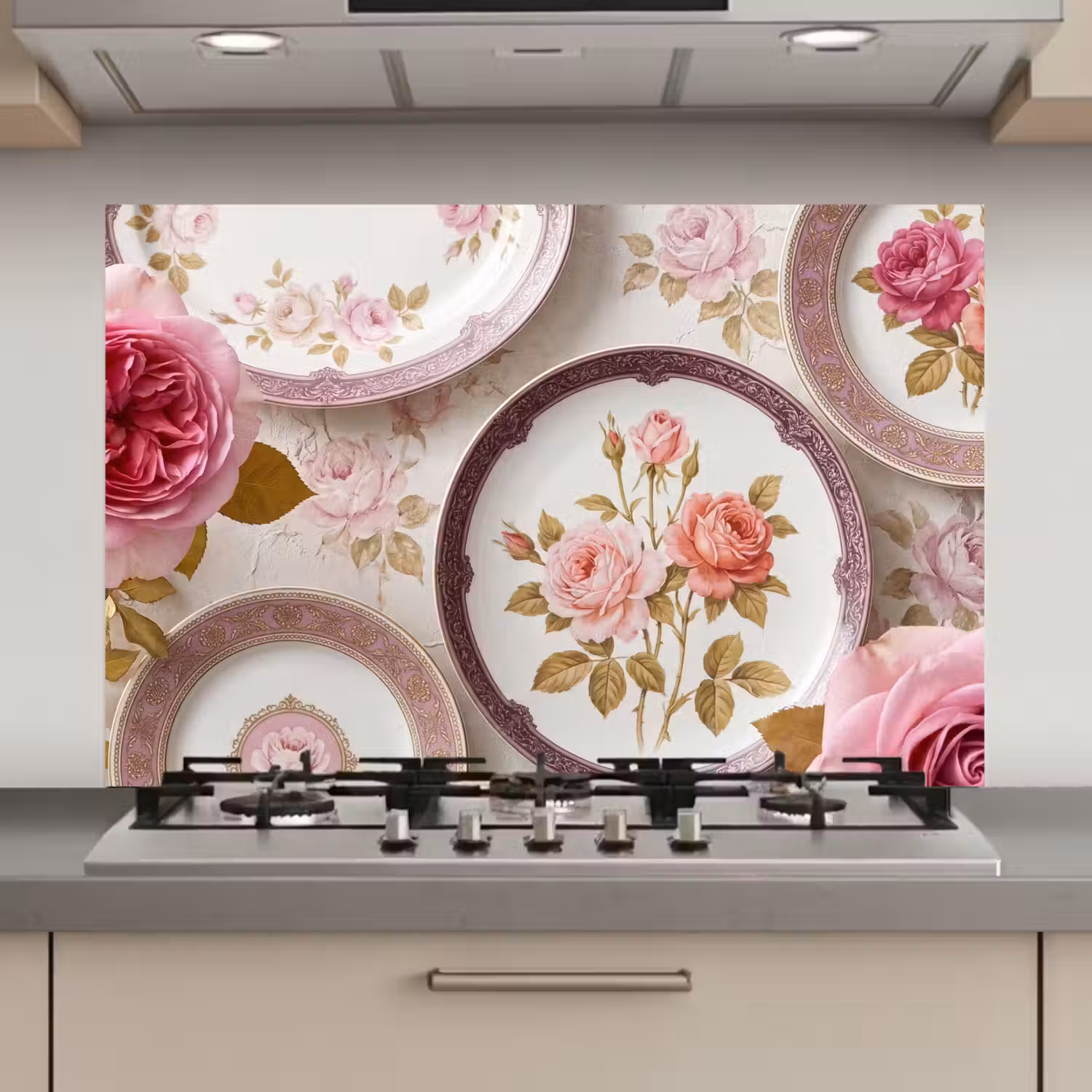 Bloemen - Patroon - Vintage - Roze - Decoratie keuken achterwand spatscherm klein -3d_website