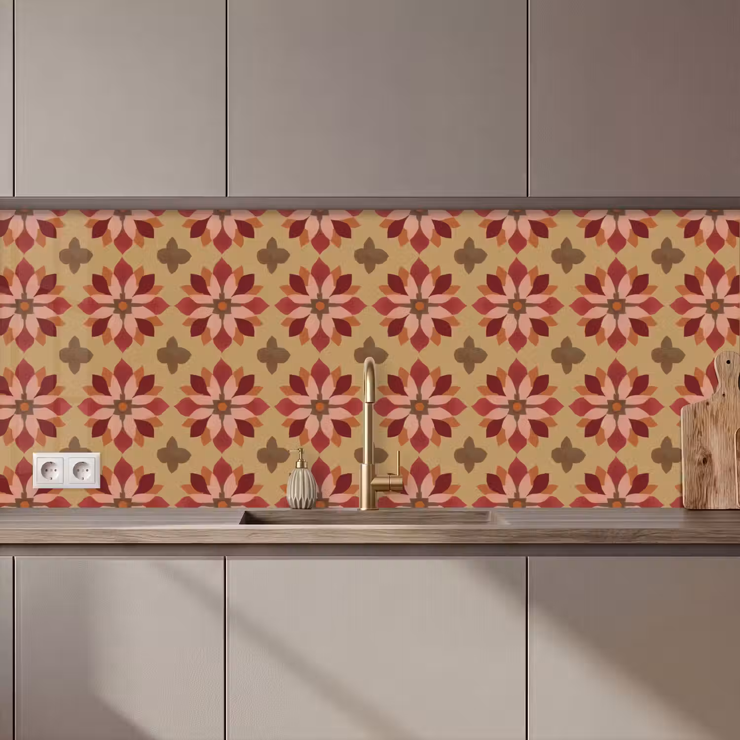 Bloemen - Retro - Groen keuken achterwand 2 middel 871 zz_3dshopping