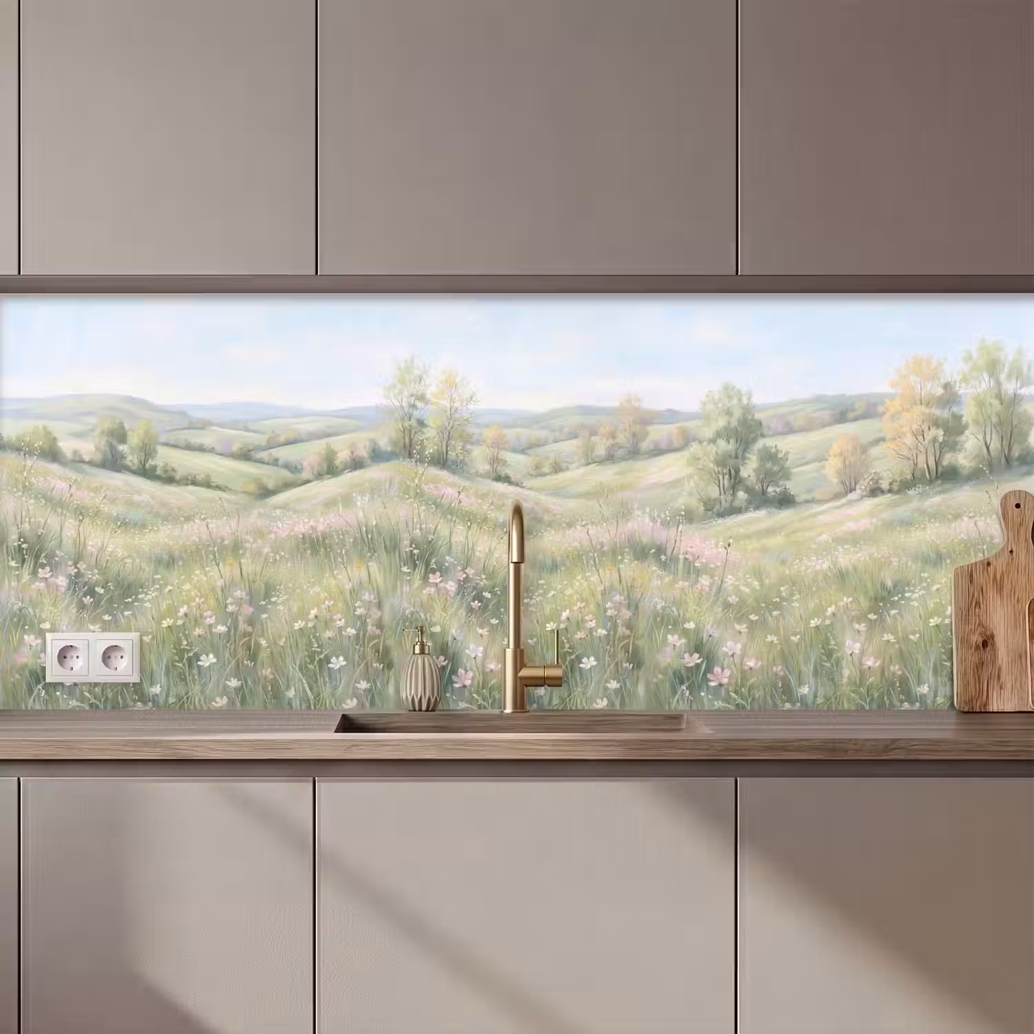 Bloemen veld - Bloemen - Groen keuken achterwand 2 middel zz_3dshopping
