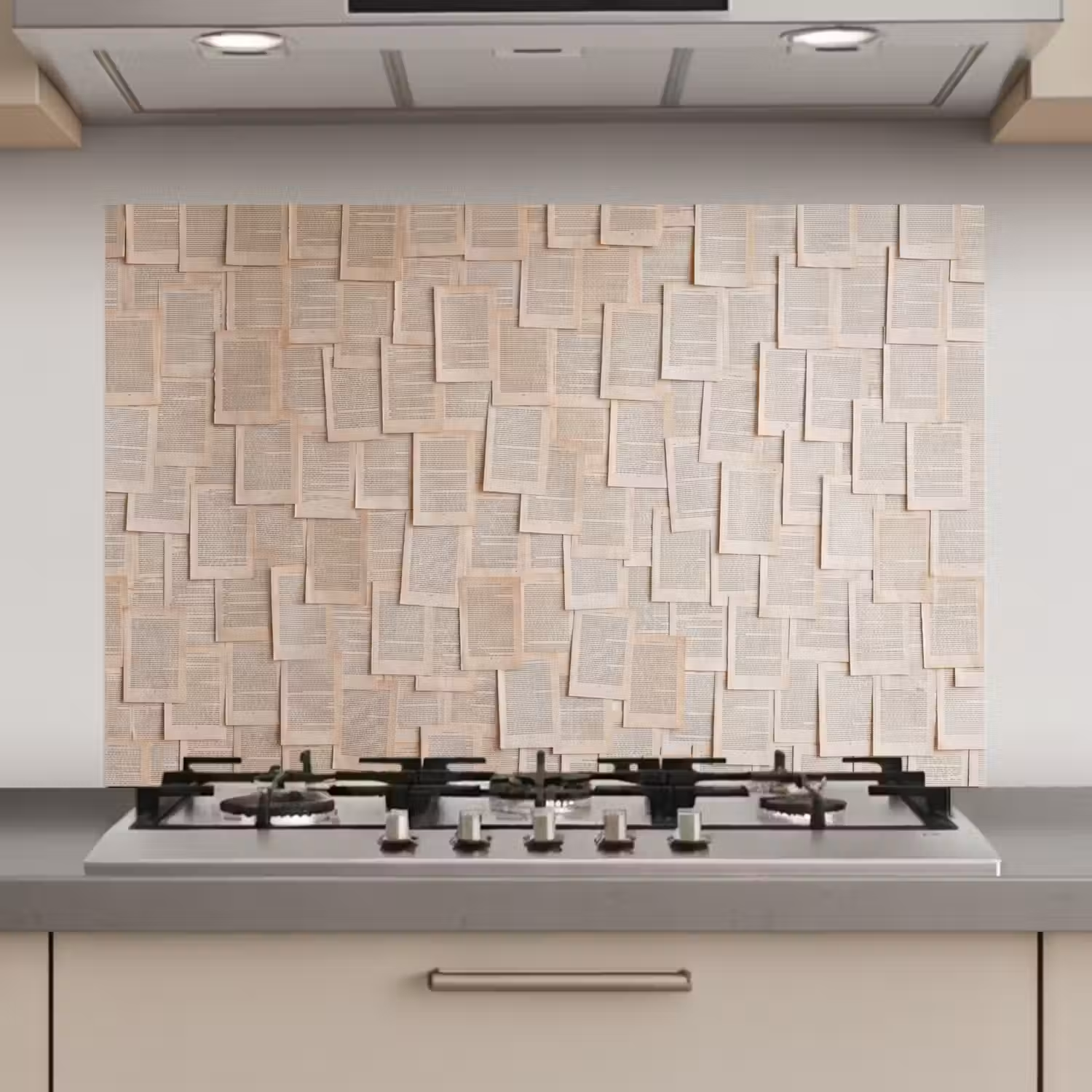 Boekpagina - Collage - Literatuur - Vintage - Beige keuken achterwand spatscherm klein -3d_website