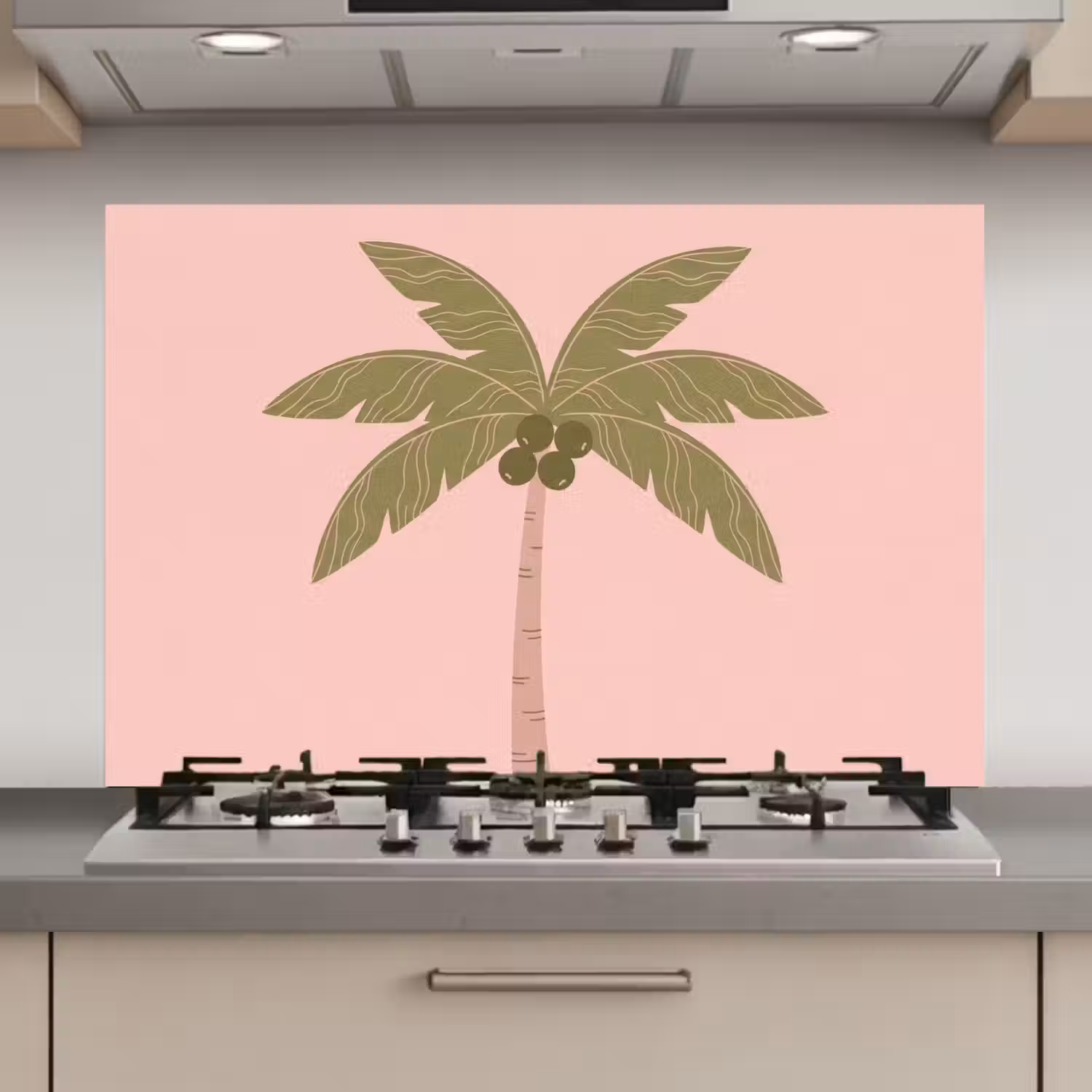 Boom - Palm - Natuur - Illustratie - Roze keuken achterwand spatscherm klein -3d_website