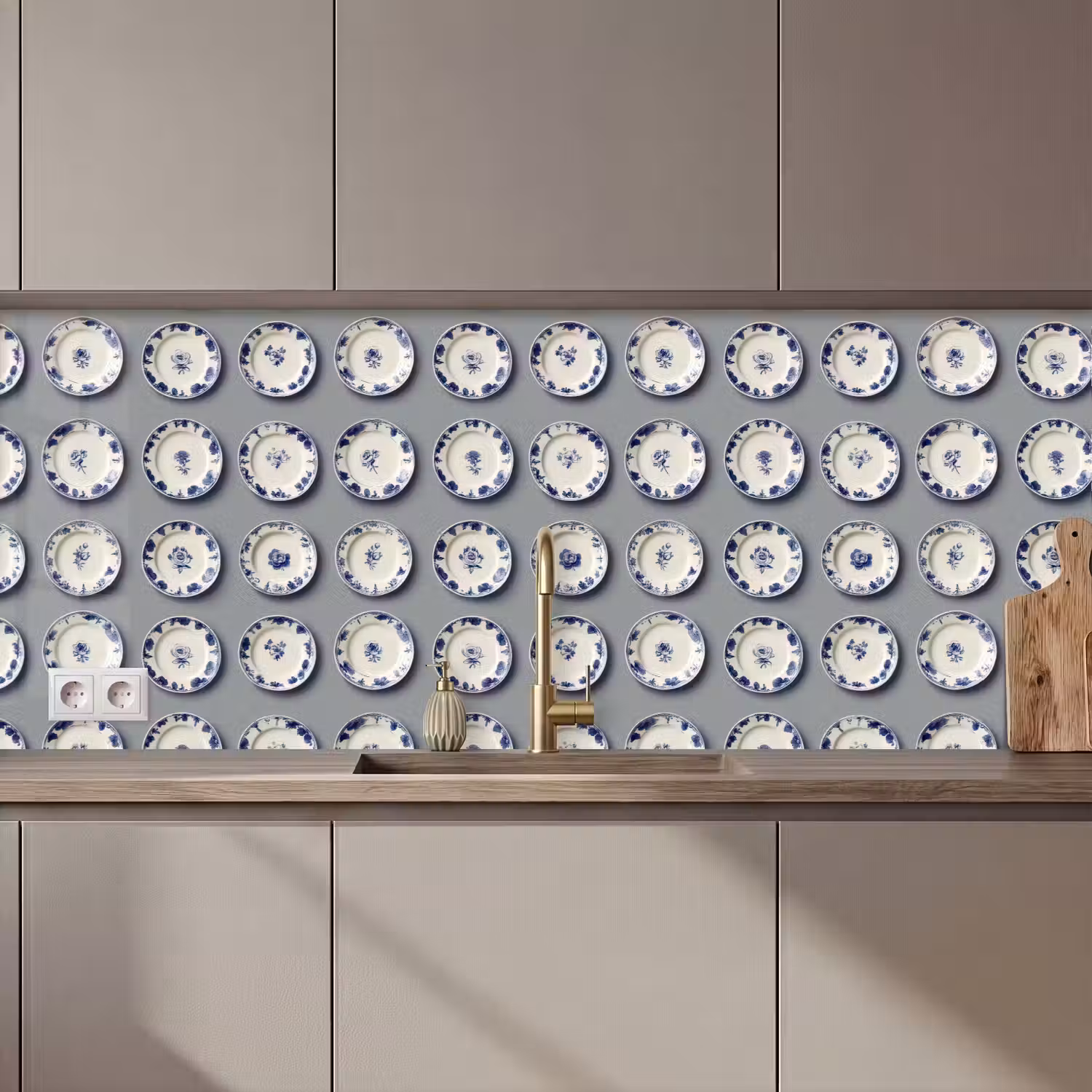 Borden - Bloemen - Blauw - Wit keuken achterwand 2 middel 871 zz_3dshopping