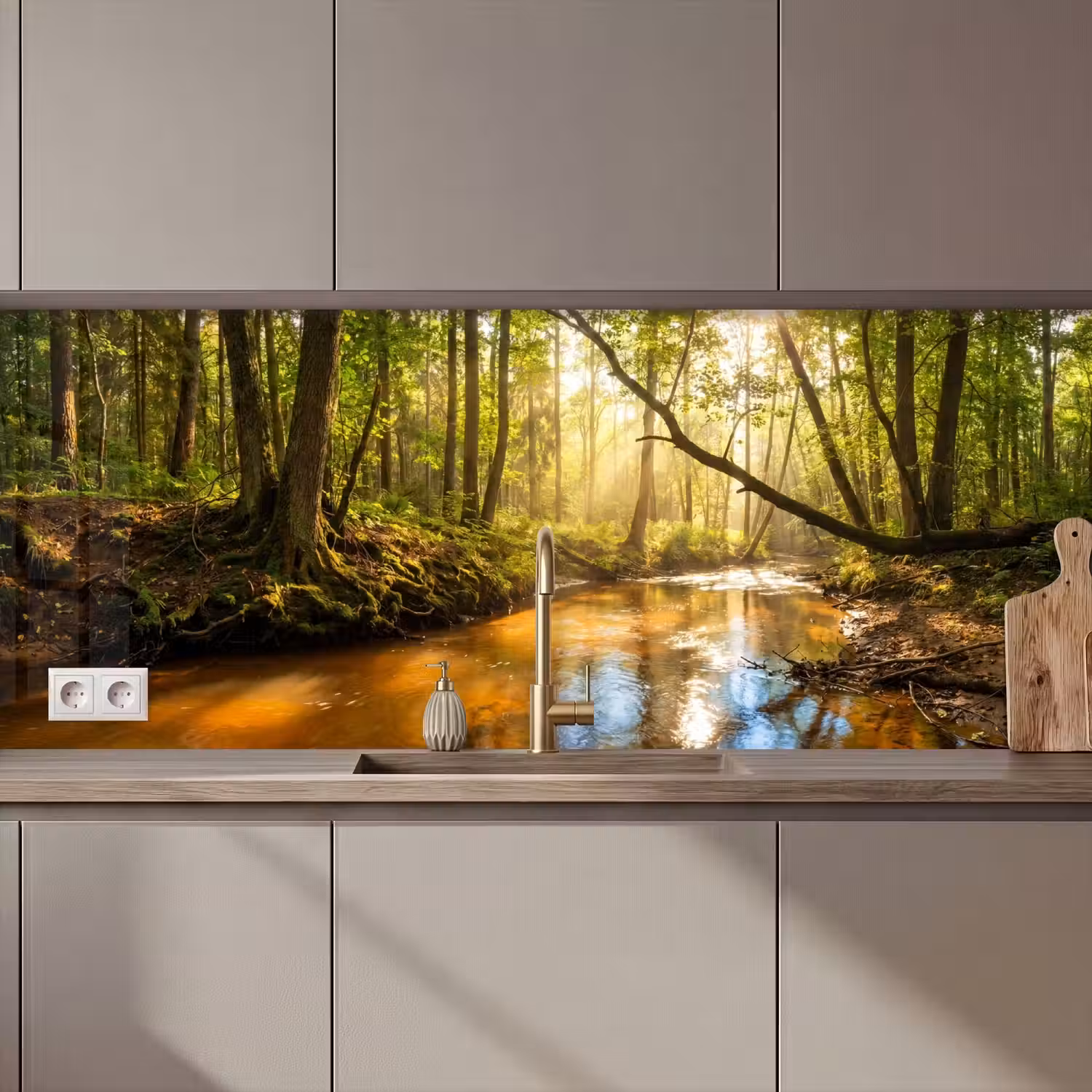 Bos - Beek - Zonlicht - Natuur - Groen keuken achterwand 2 middel zz_3dshopping
