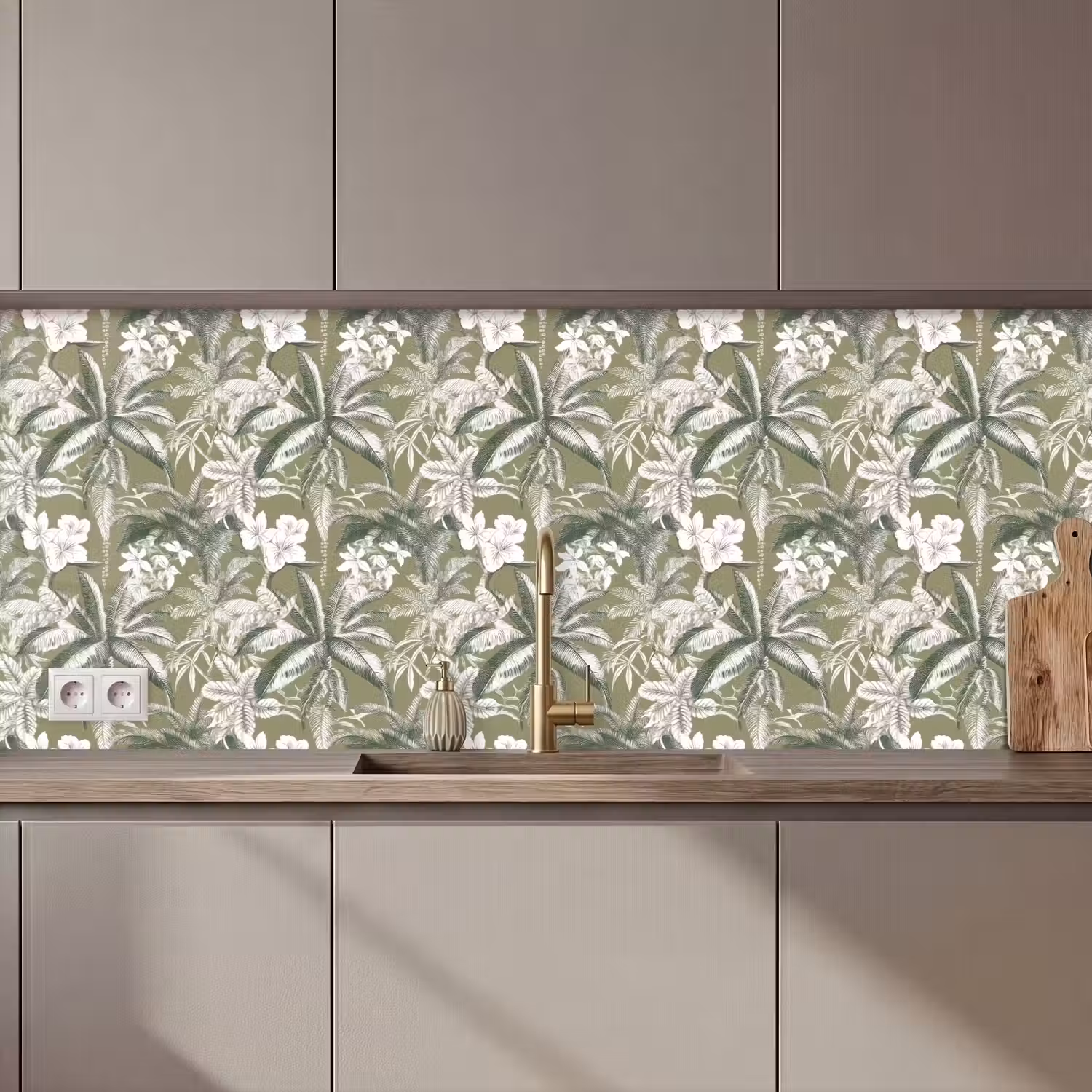 Botanisch - Bloemen - Groen keuken achterwand 2 middel 871 zz_3dshopping
