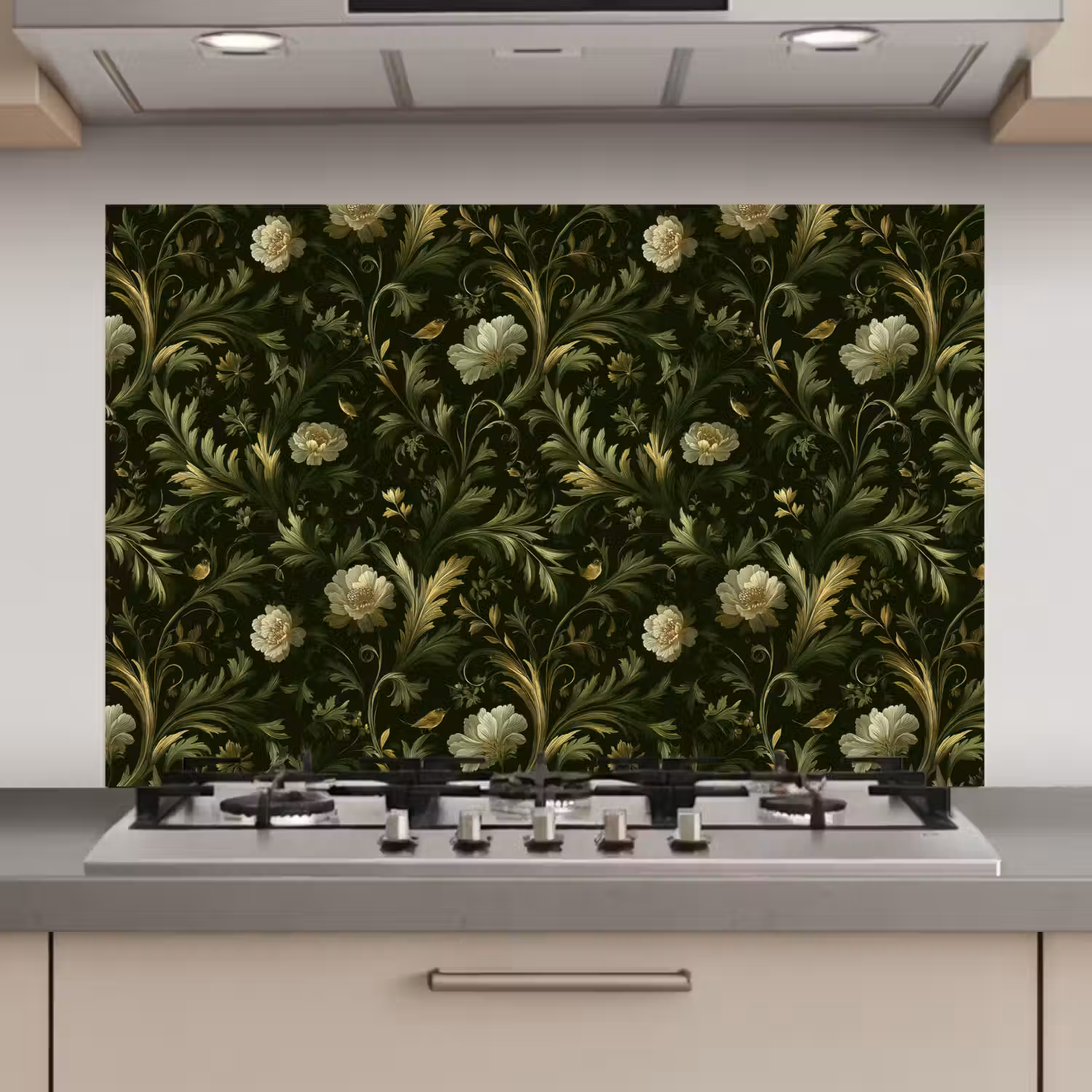 Botanisch - Naadloos - Bloemen keuken achterwand spatscherm klein 900 -3d_website