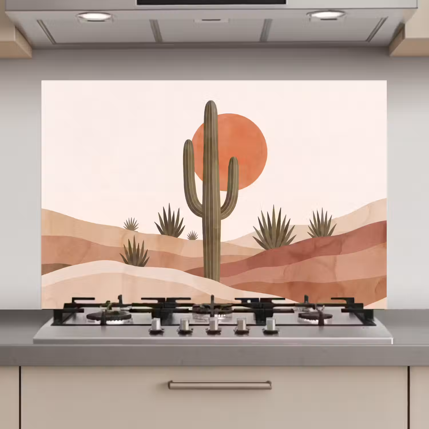 Cactus - Duinen - Modern - Landschap - Groen keuken achterwand spatscherm klein -3d_website