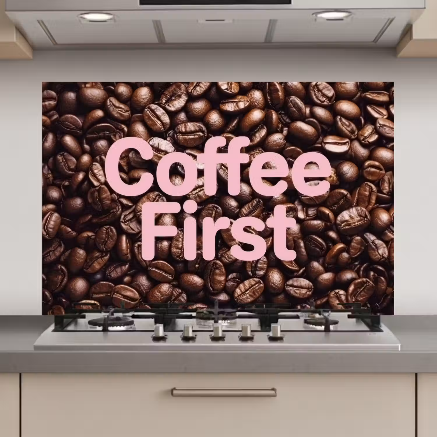 Coffee First - Koffiebonen - Roze keuken achterwand spatscherm klein -3d_website