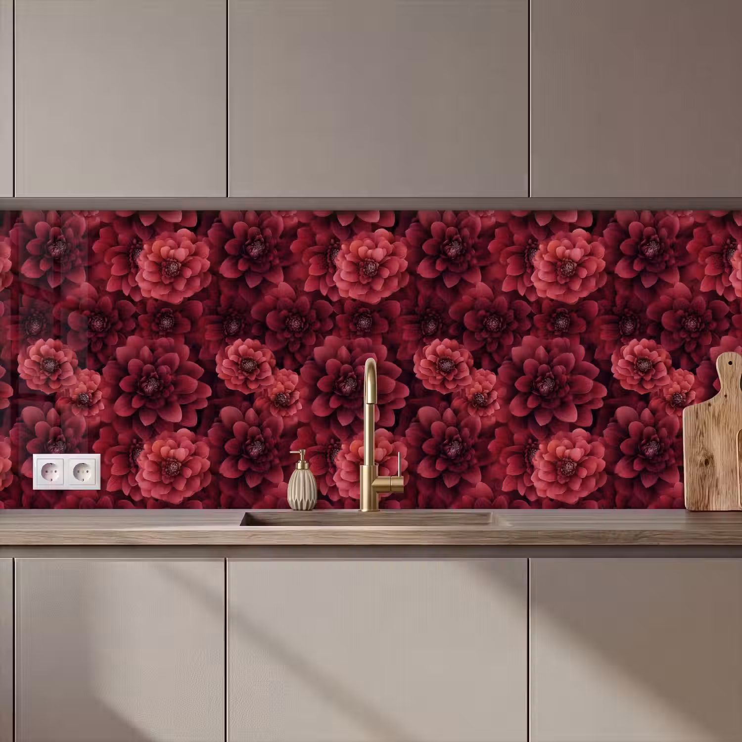 Dahlias - Bloemen - Rood keuken achterwand 2 middel 871 zz_3dshopping