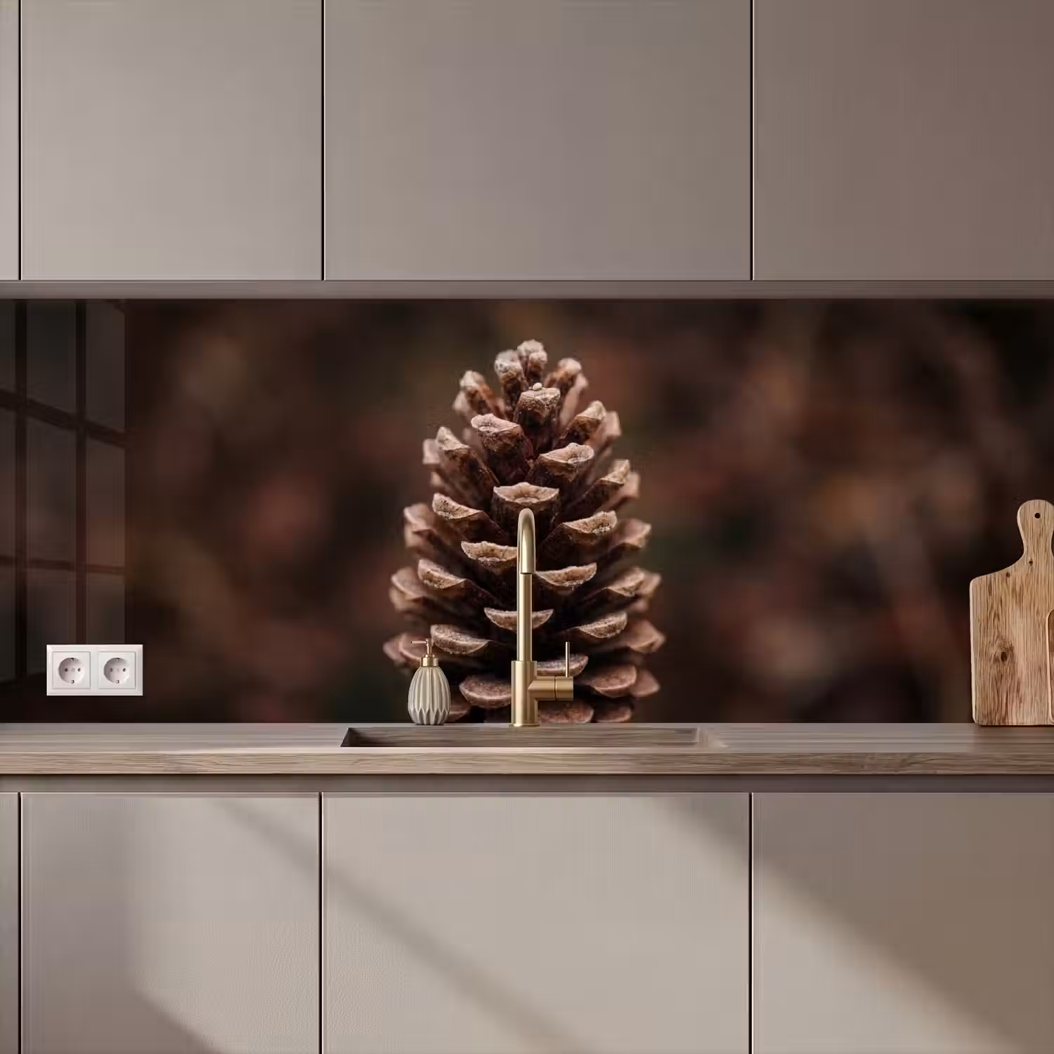 Dennenappel - Bos - Herfst - Bruin - Sfeervol keuken achterwand 2 middel zz_3dshopping