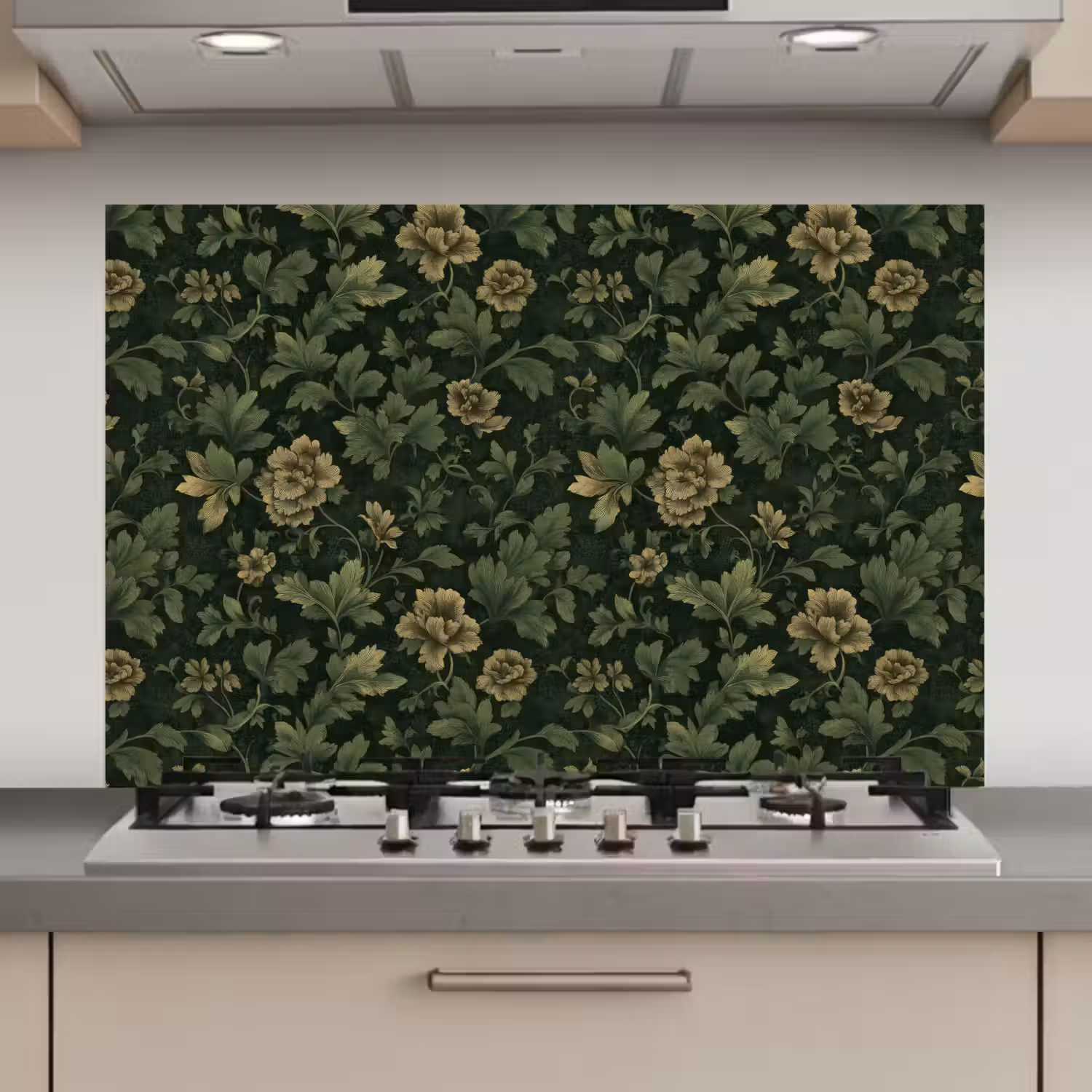 Donker - Groen - Goud - Botanisch keuken achterwand spatscherm klein 900 -3d_website