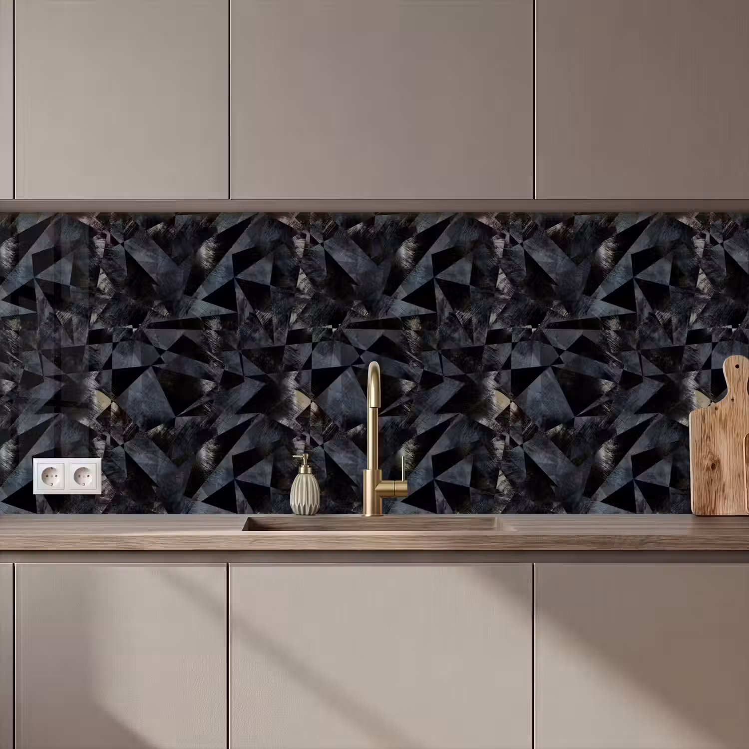 Driehoeken - Abstract - Donker keuken achterwand 2 middel 871 zz_3dshopping