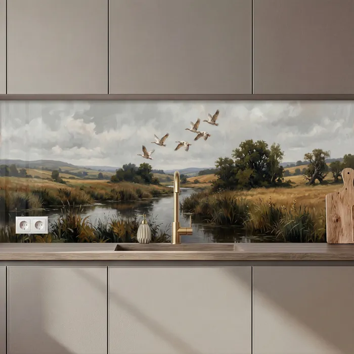 Eenden - Rivier - Landschap - Vlucht - Nostalgisch keuken achterwand 2 middel zz_3dshopping