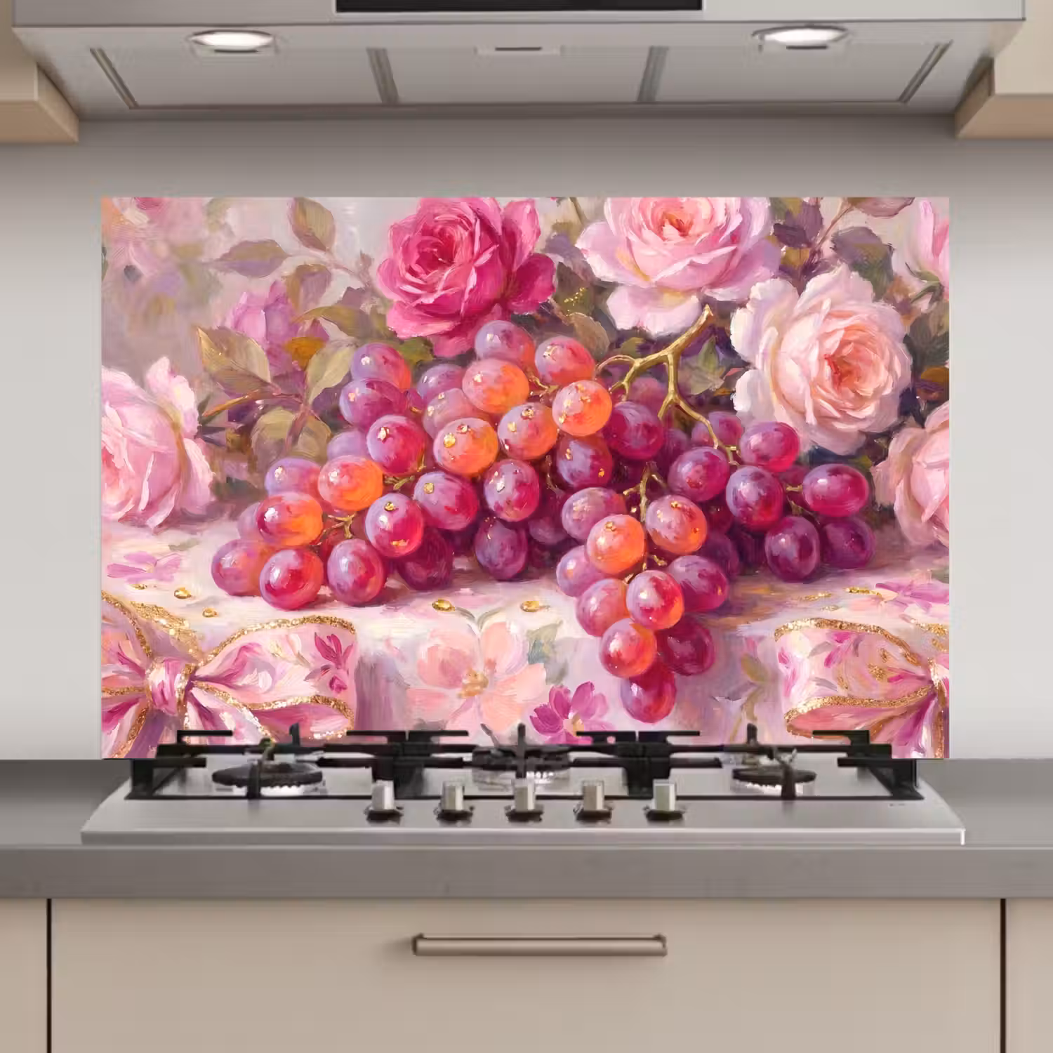 Eten - Bloemen - Stilleven - Roze - Goud keuken achterwand spatscherm klein -3d_website