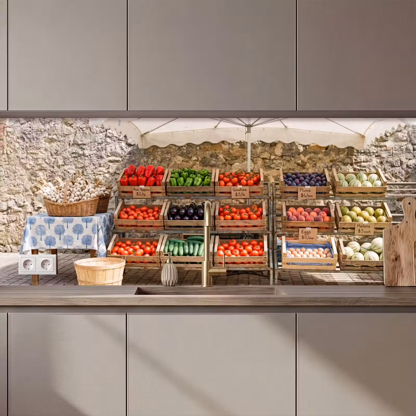 Keuken achterwand - Eten - Markt - Vers - Eten - Markt - Vers keuken achterwand 2 middel zz_3dshopping