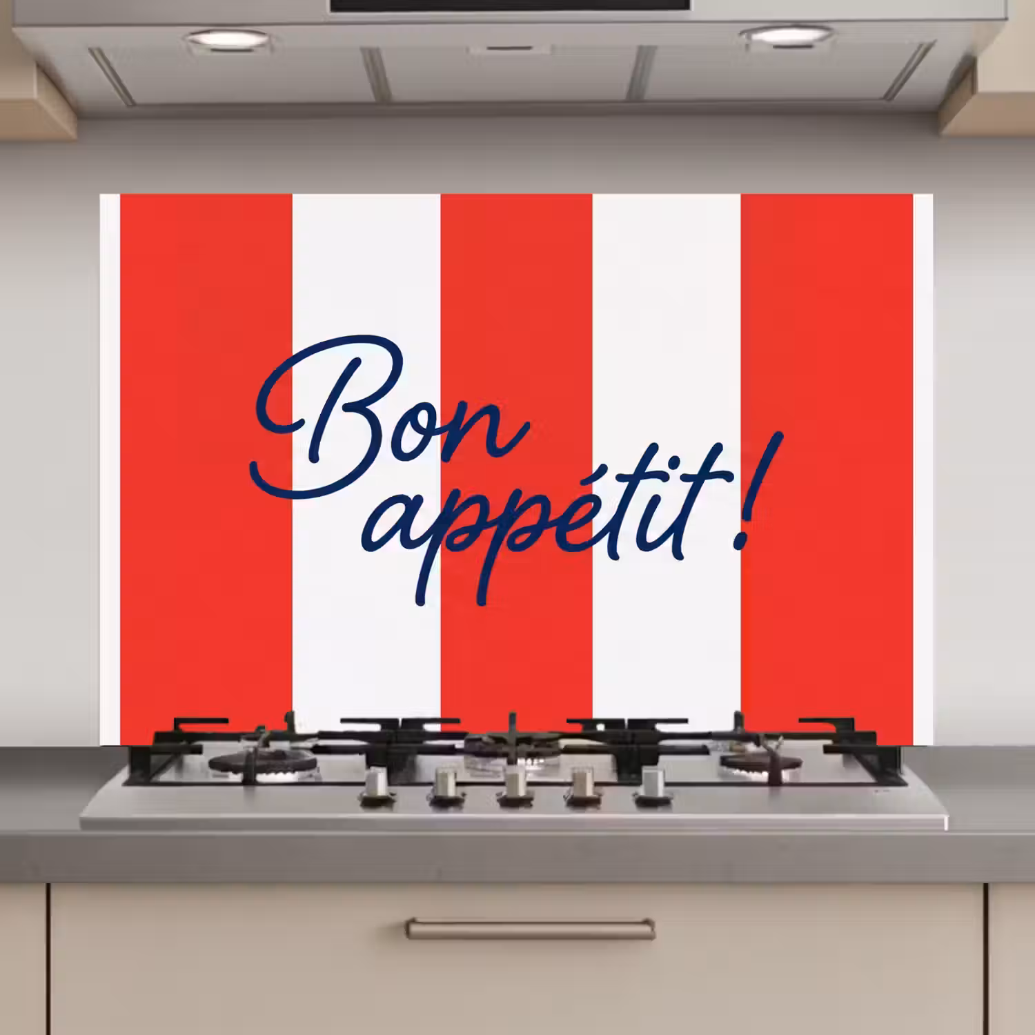 Eten - Spreuk - Keuken - Grafisch - Rood-Wit keuken achterwand spatscherm klein -3d_website