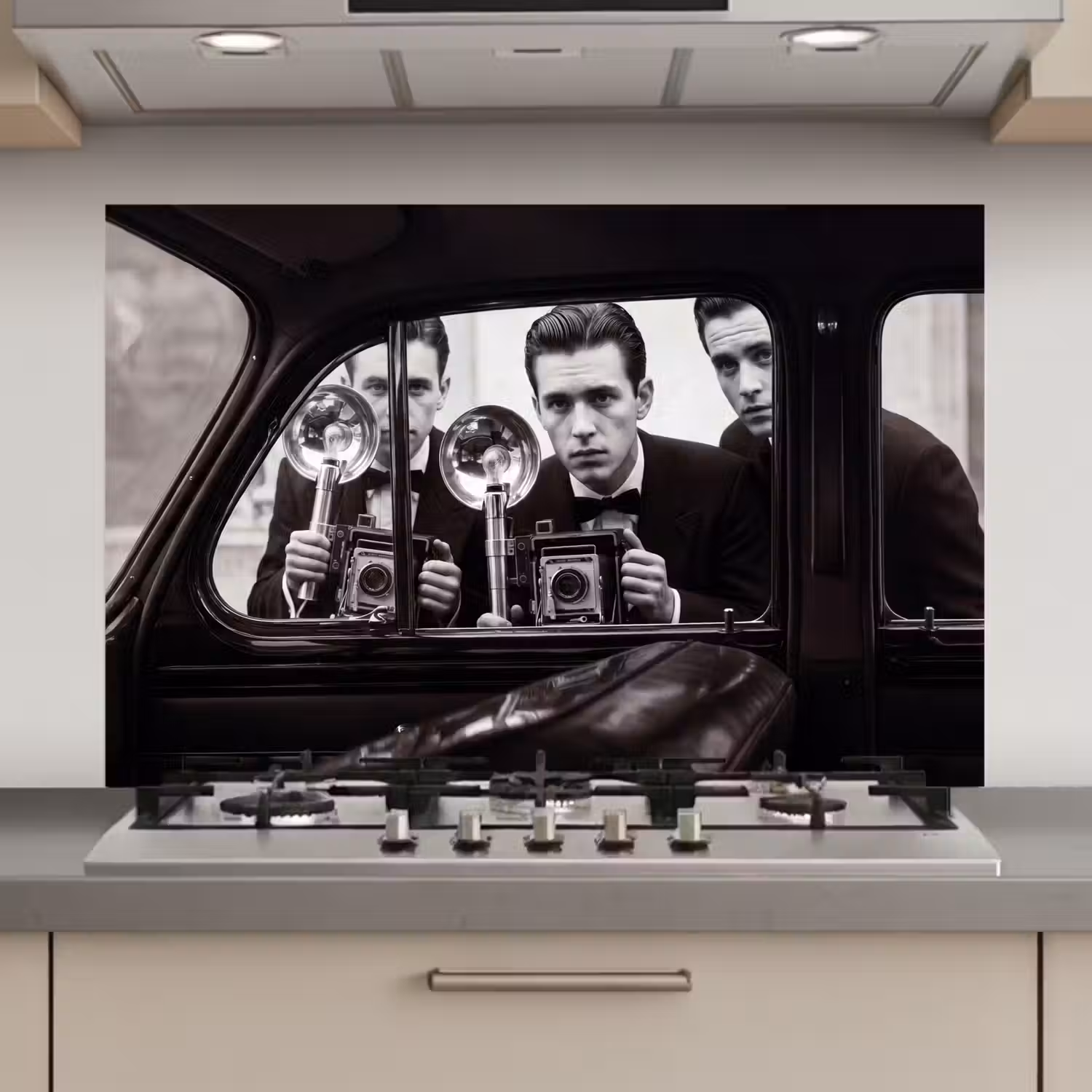 Fotograaf - Camera - Vintage - Journalistiek - Zwart-wit keuken achterwand spatscherm klein -3d_website