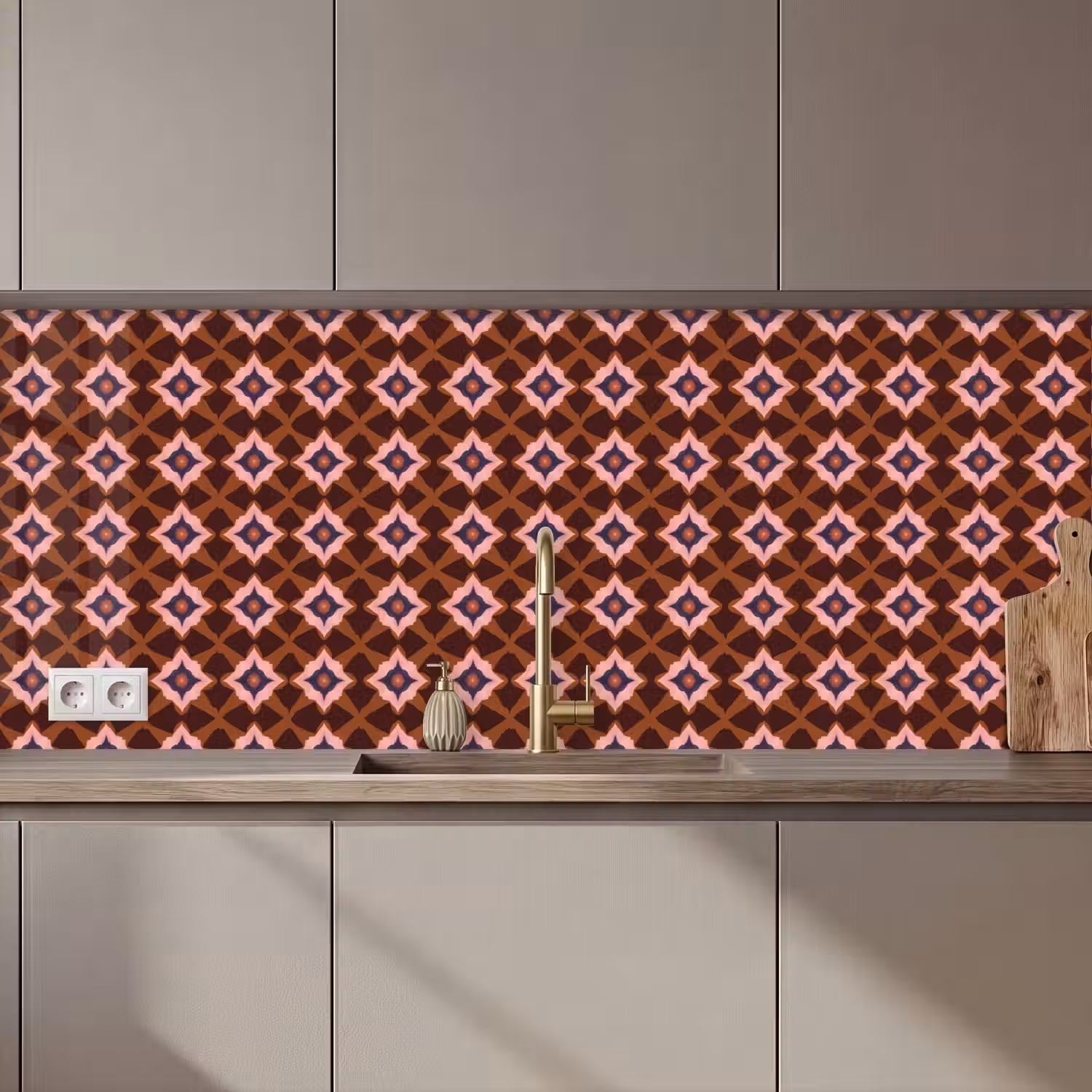 Geometrisch - Sierlijk - Bruin keuken achterwand 2 middel 871 zz_3dshopping