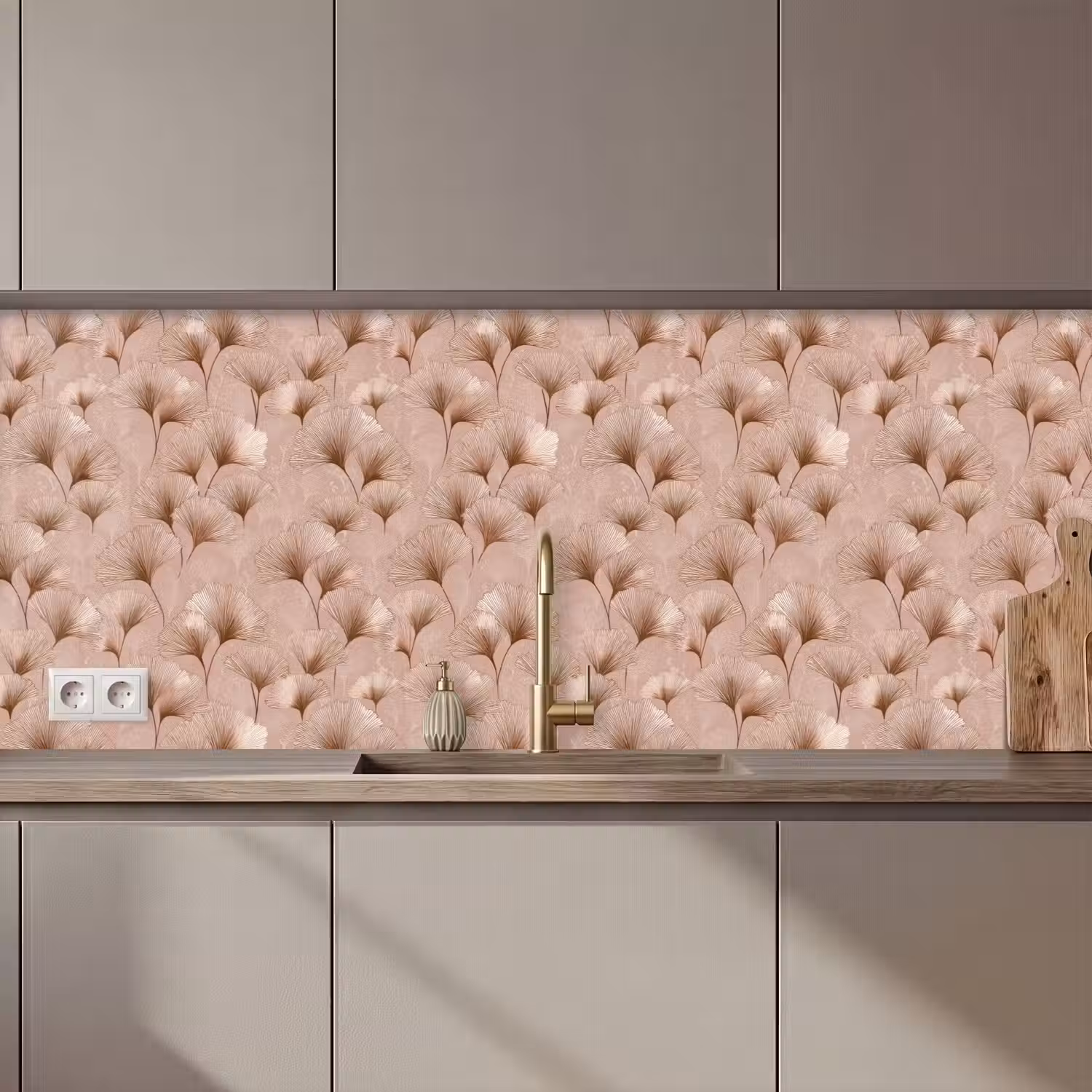 Ginkgo - Patroon - Roze keuken achterwand 2 middel 871 zz_3dshopping