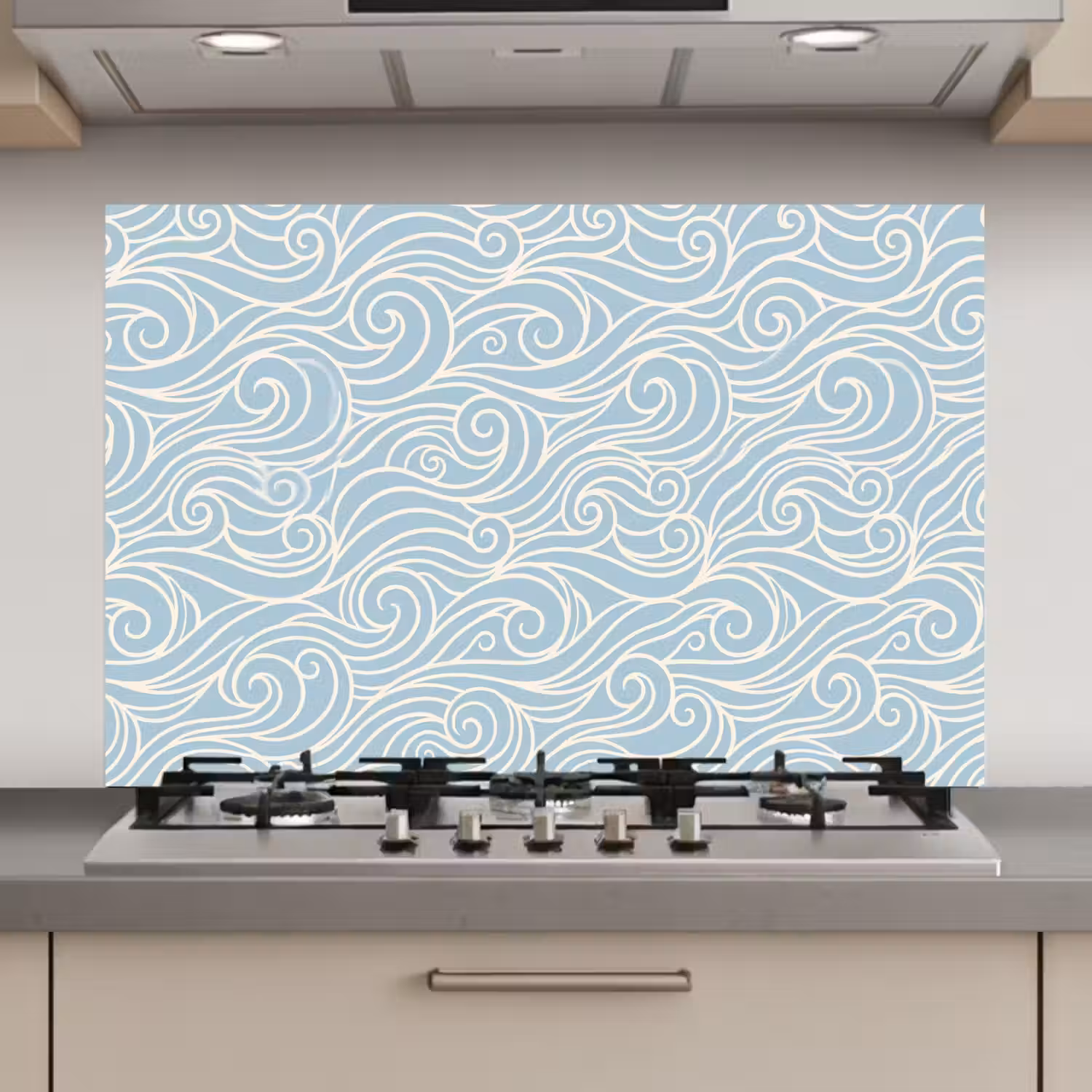 Golf - Abstract - Natuur - Modern - Blauw keuken achterwand spatscherm klein -3d_website