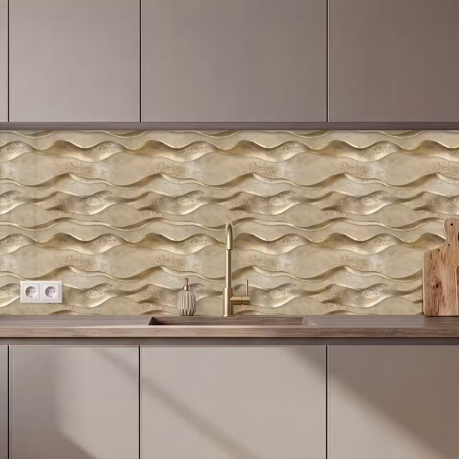 Golven - Patroon - Goud keuken achterwand 2 middel 871 zz_3dshopping