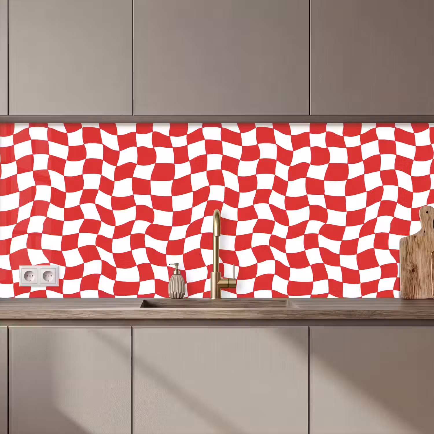 Golvend - Patroon - Rood keuken achterwand 2 middel 871 zz_3dshopping