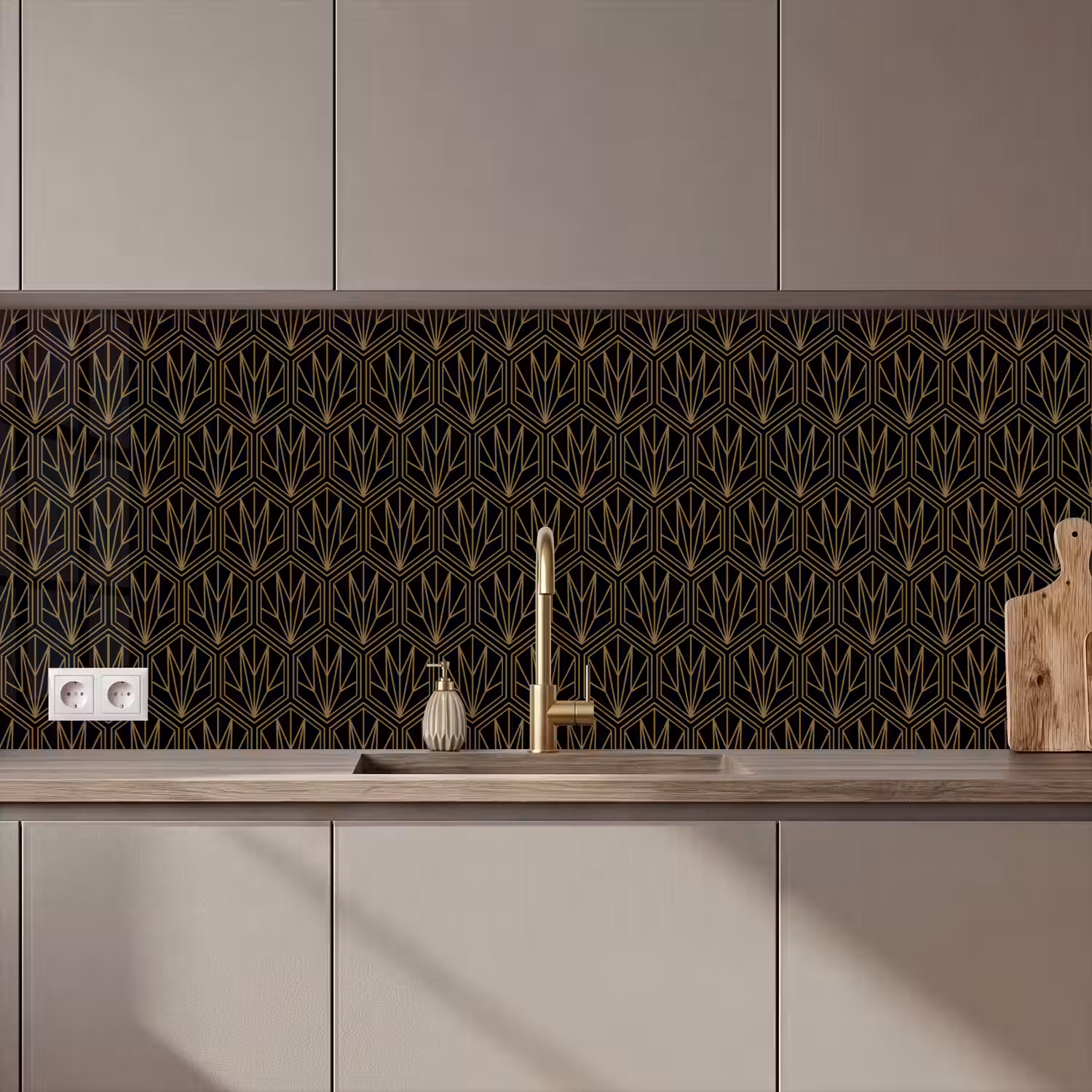 Goud - Zwart - Lijnen keuken achterwand 2 middel 871 zz_3dshopping