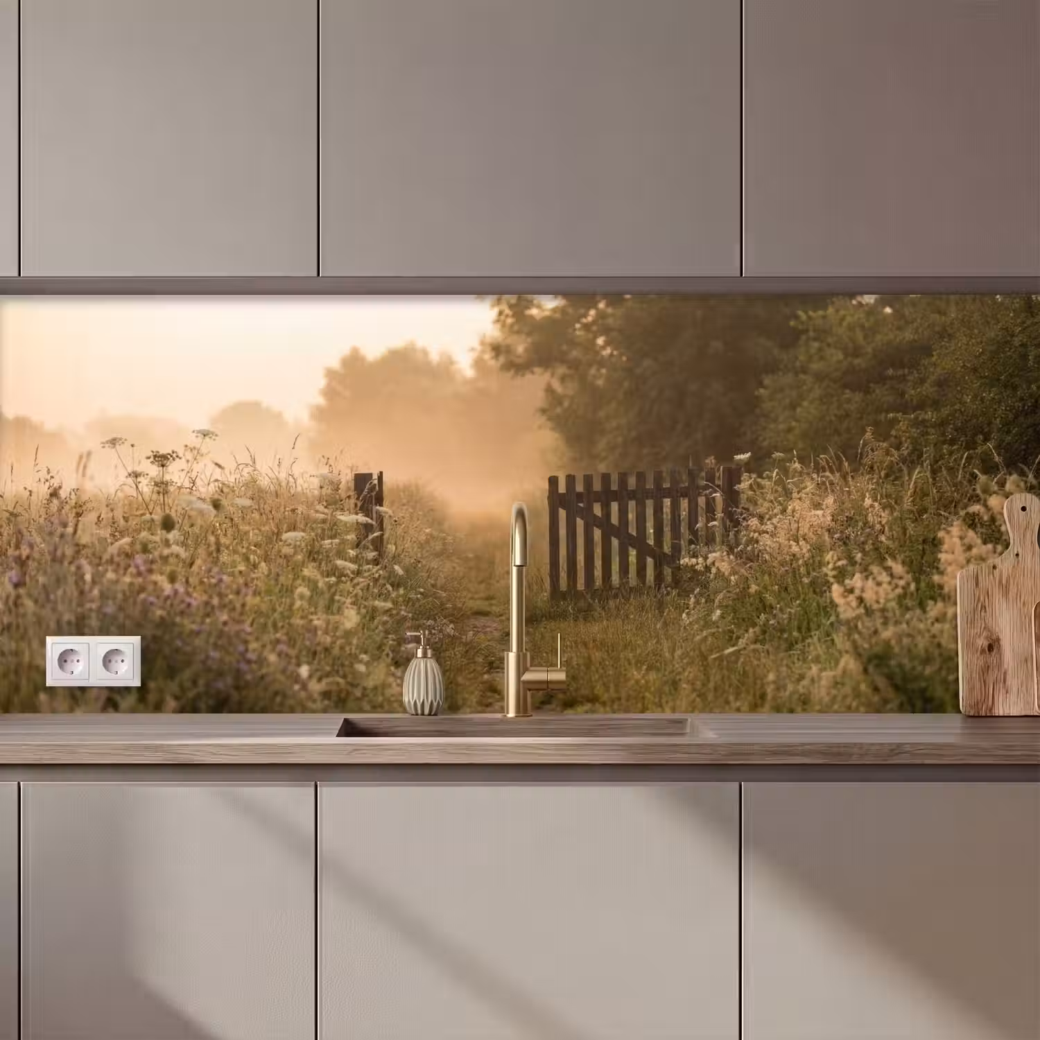 Hek - Natuur - Mist - Veld keuken achterwand 2 middel zz_3dshopping
