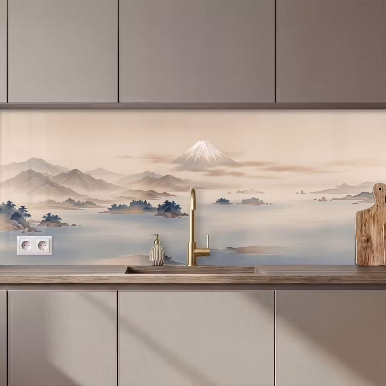Japans - Landschap - Beige keuken achterwand 2 middel zz_3dshopping