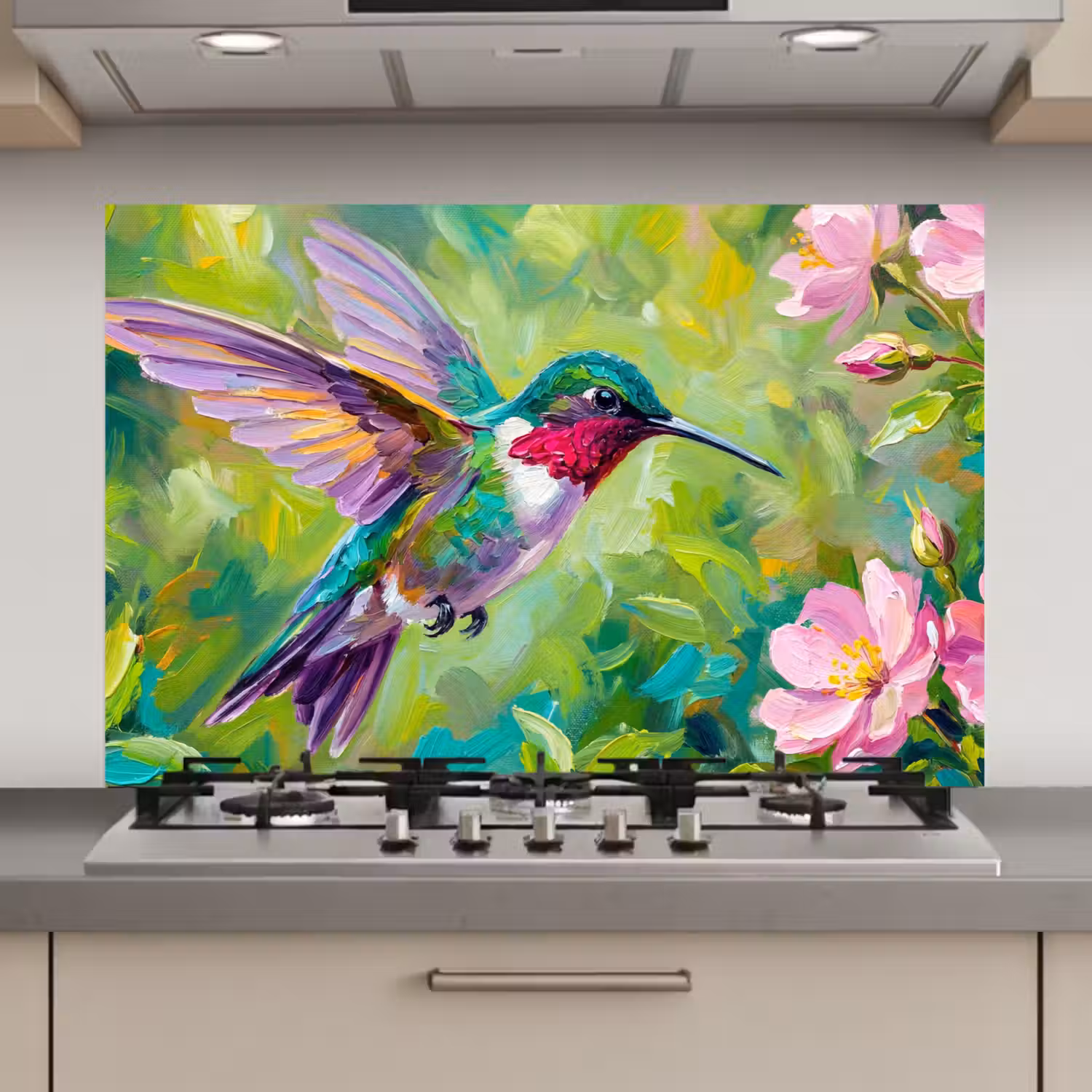 Kolibrie - Bloemen - Natuur - Kleurrijk keuken achterwand 2 middel zz_3dshopping