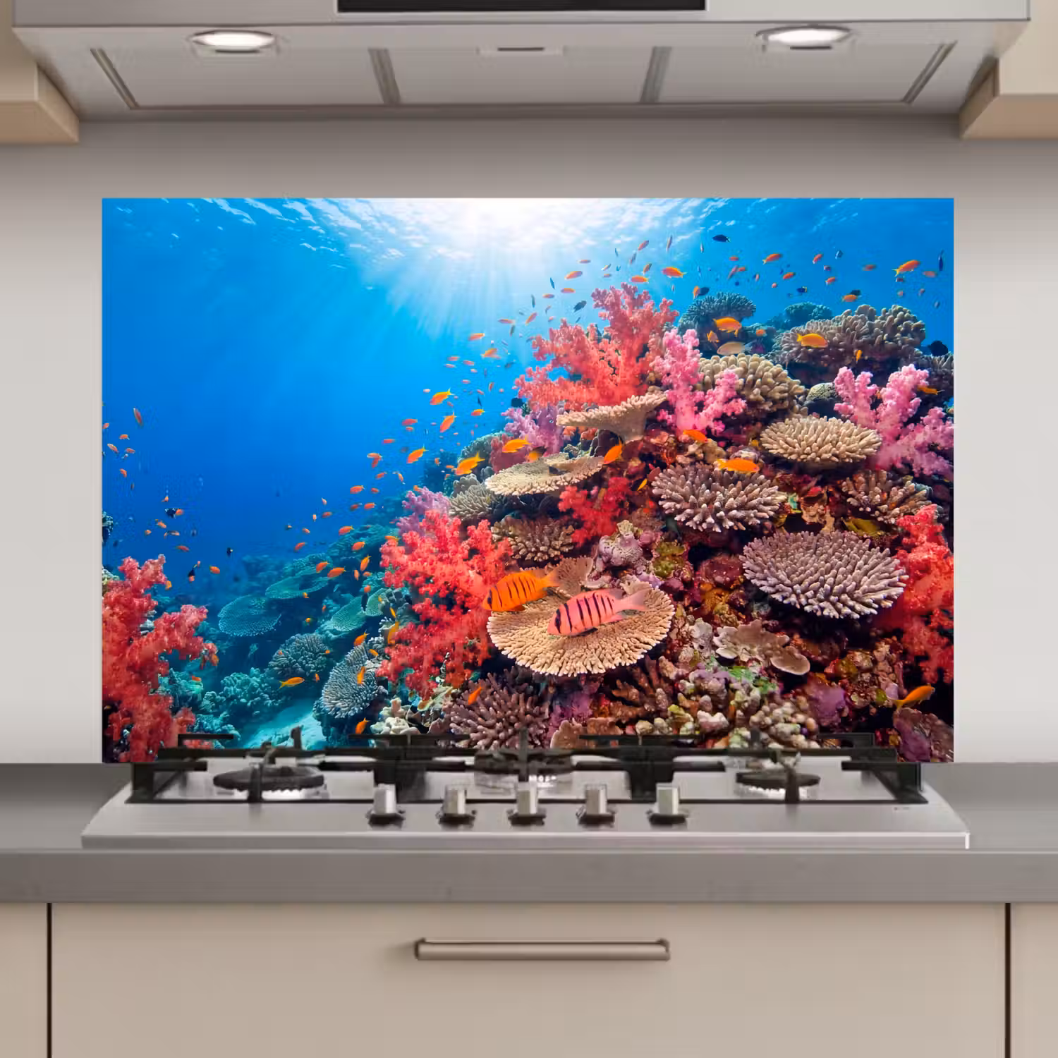 Koraalrif - Vissen - Onderwater - Tropisch - Rood keuken achterwand spatscherm klein -3d_website