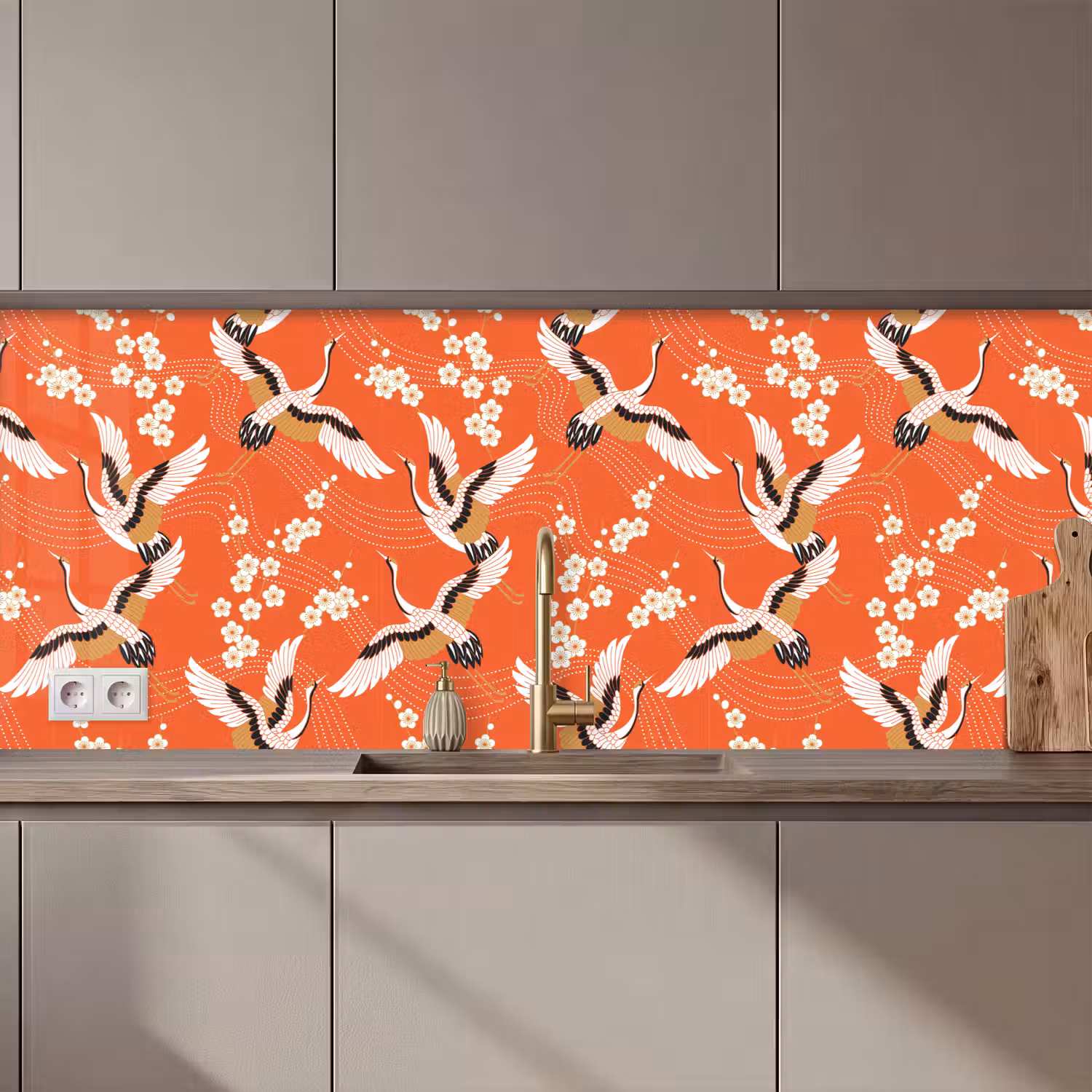 Kraanvogel - Sakura - Patronen - Japans keuken achterwand 2 middel 871 zz_3dshopping