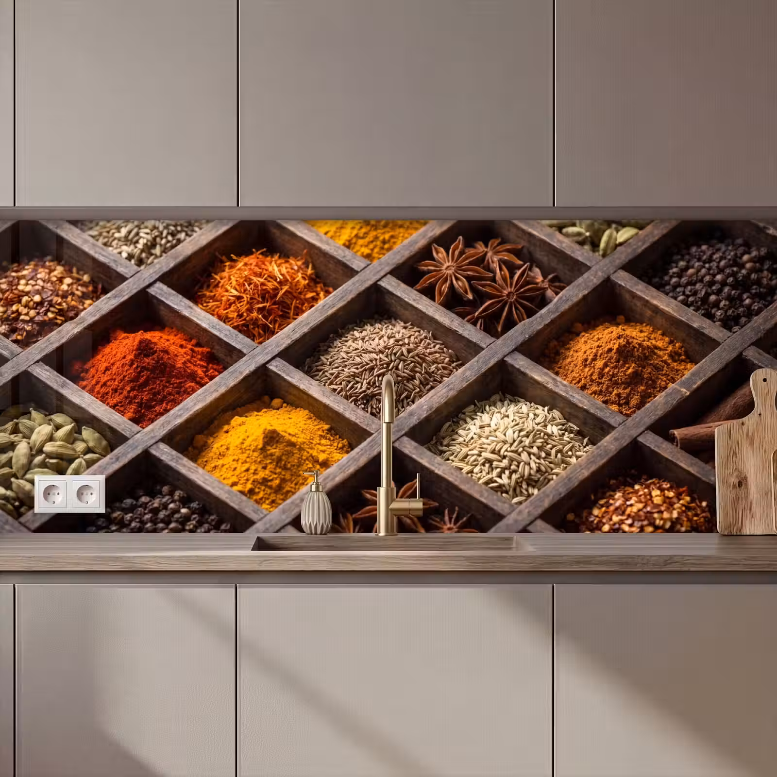 Keuken achterwand - Kruiden - Houten - Eten - Kruiden - Houten - Eten keuken achterwand 2 middel zz_3dshopping