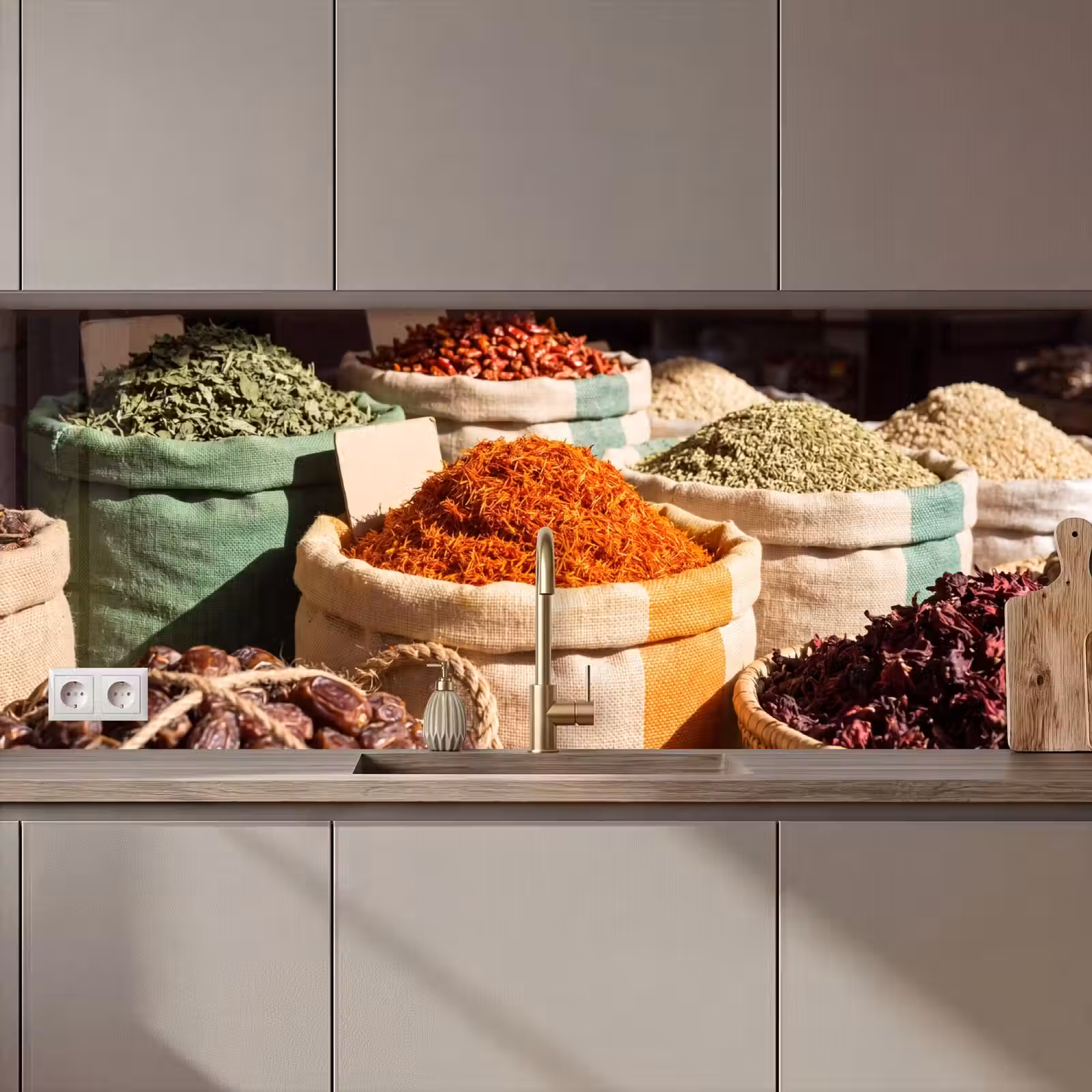 Keuken achterwand - Kruiden - Markt - Kleurrijk - Kruiden - Markt - Kleurrijk keuken achterwand 2 middel zz_3dshopping