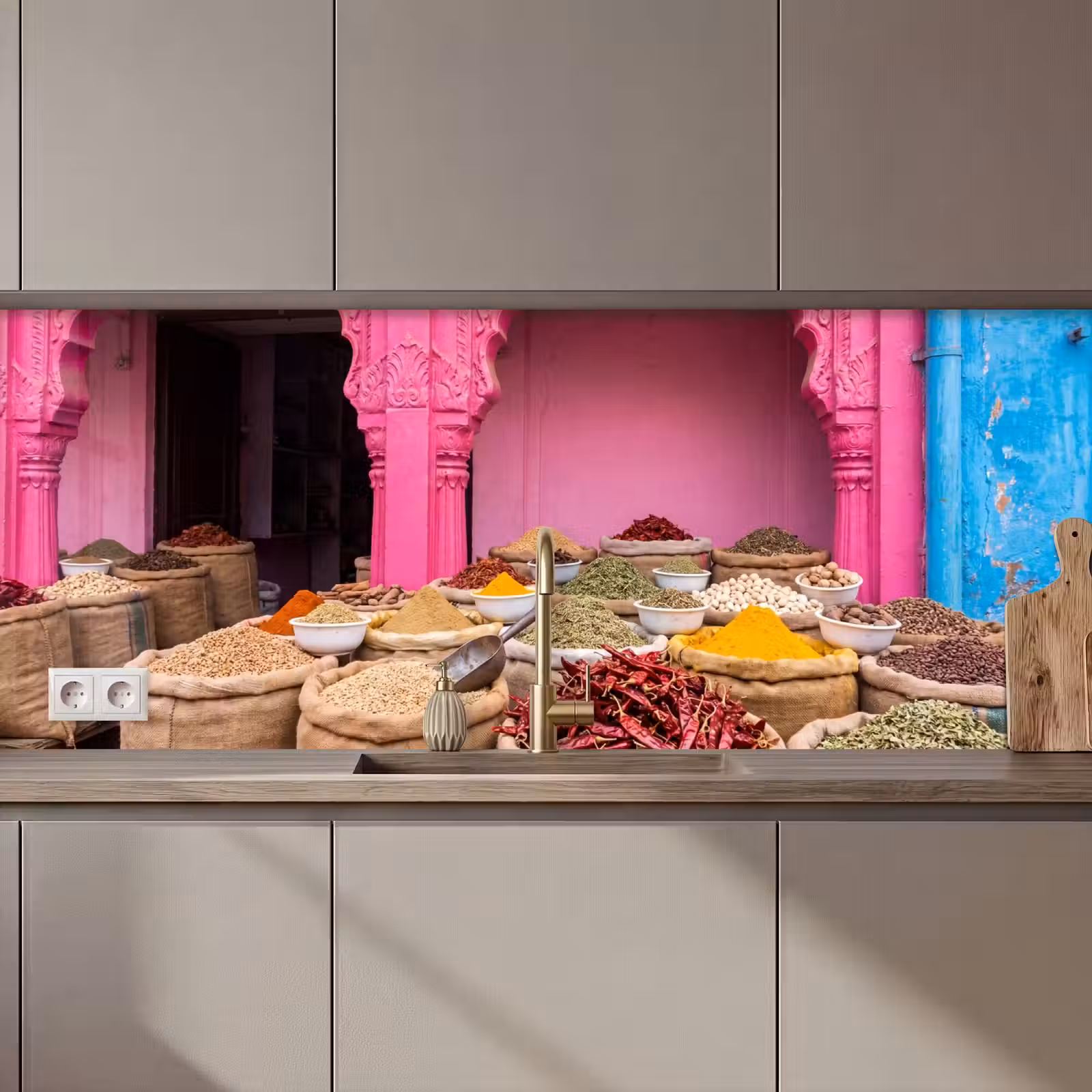 Keuken achterwand - Kruiden - Markt - Roze - Kruiden - Markt - Roze keuken achterwand 2 middel zz_3dshopping