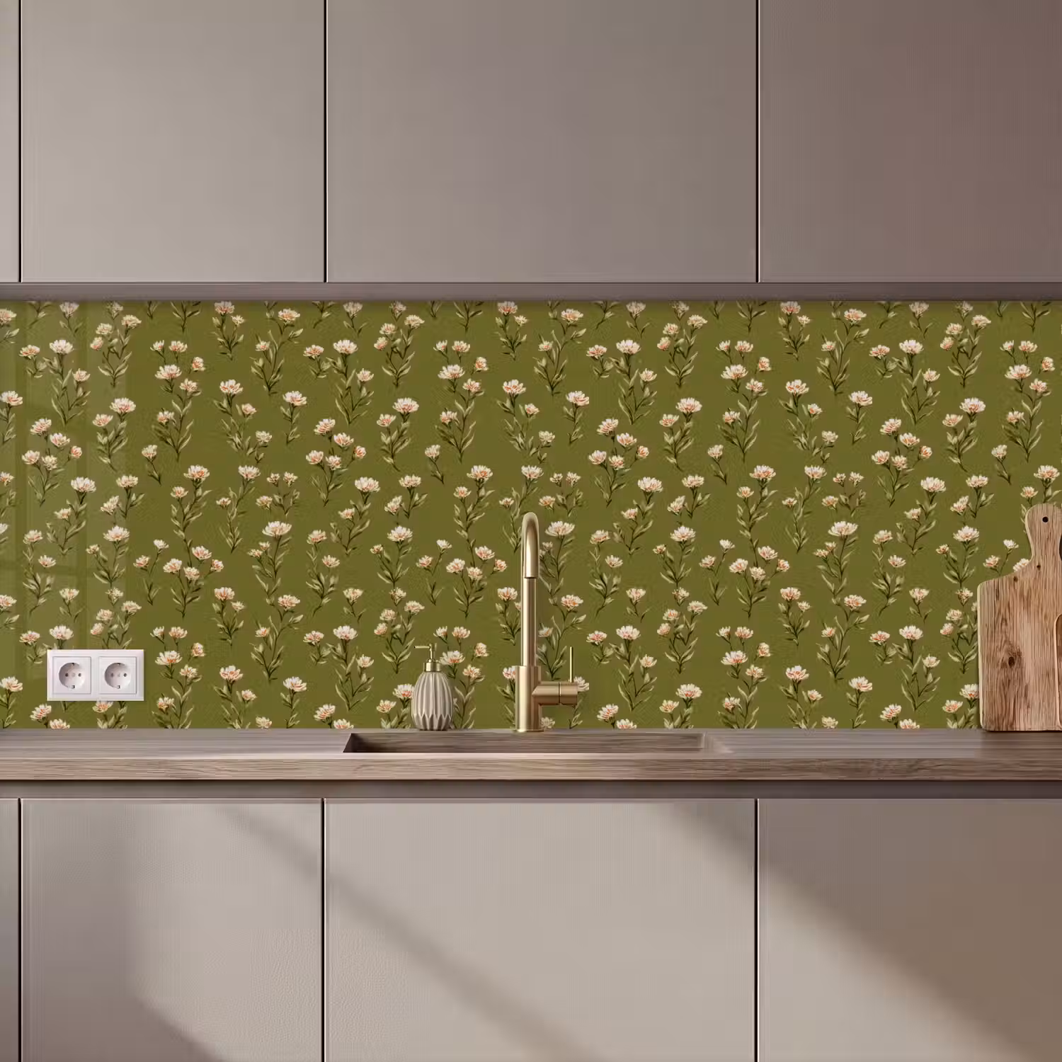 Landelijk - Bloemen - Groen keuken achterwand 2 middel 871 zz_3dshopping