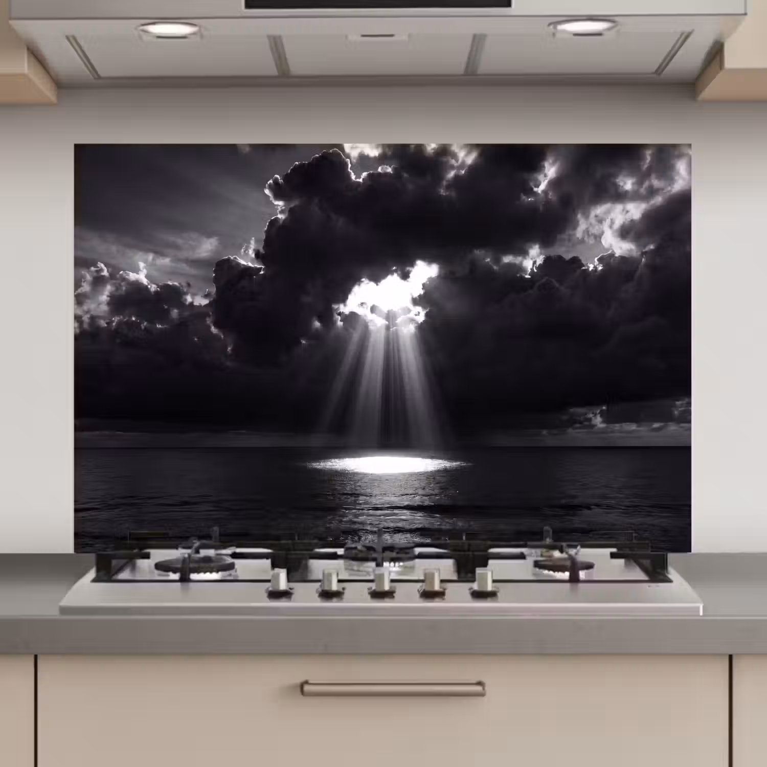 Licht - Wolken - Zee - Zwart-wit - Natuur keuken achterwand spatscherm klein -3d_website
