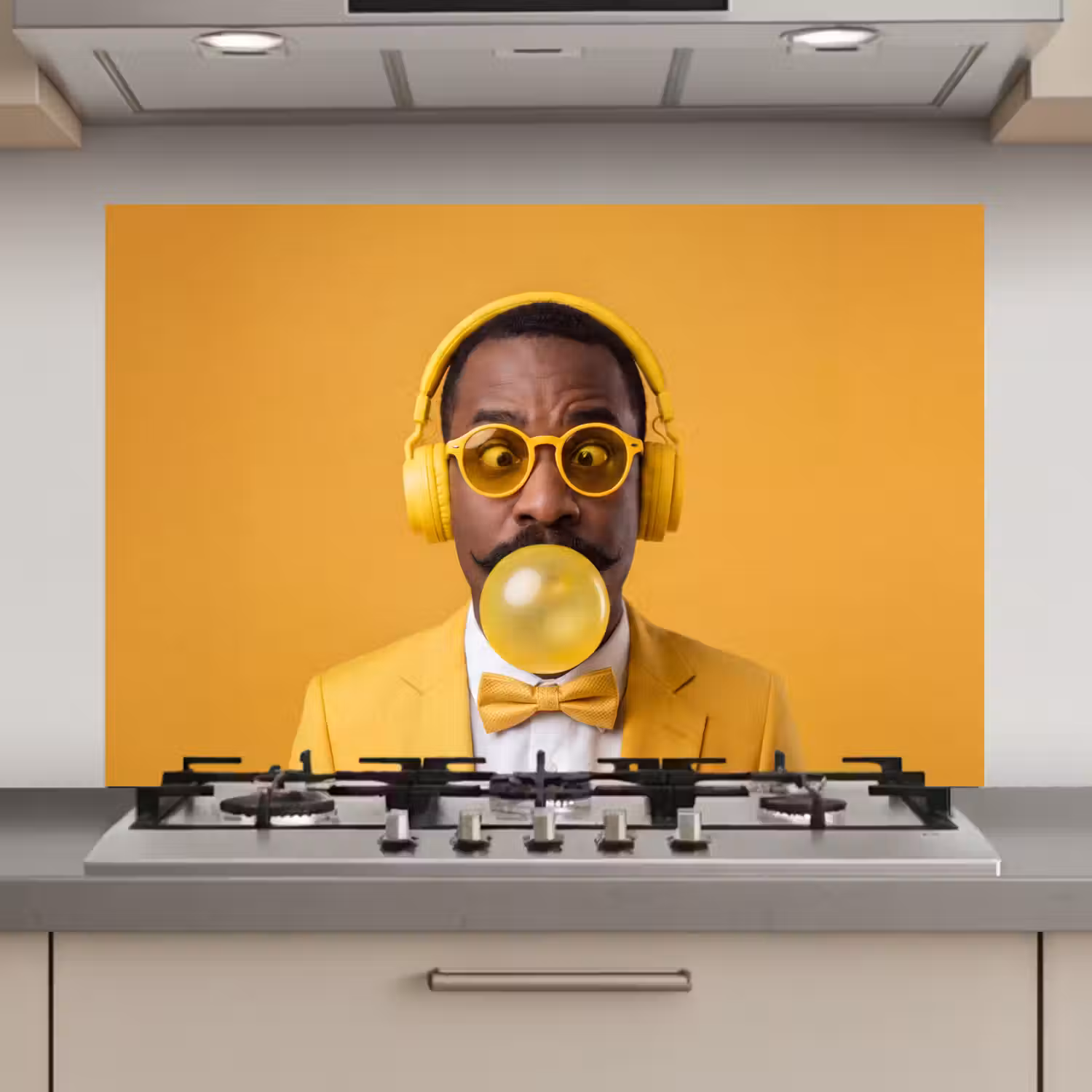 Man - Bubblegum - Portret - Geel - Modern keuken achterwand spatscherm klein -3d_website