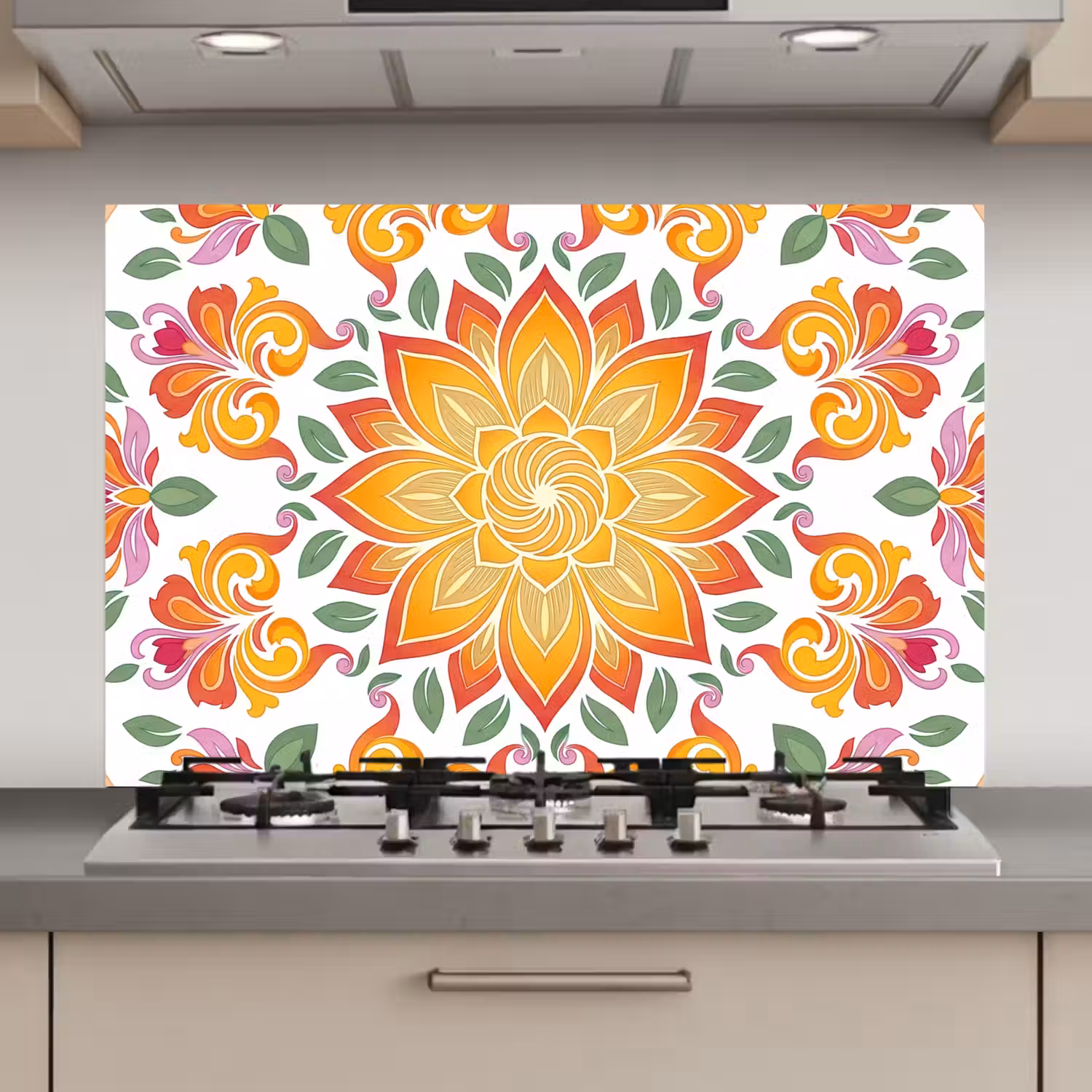 Mandala - Bloemen - Decoratie - Kleurrijk - Abstract keuken achterwand spatscherm klein -3d_website