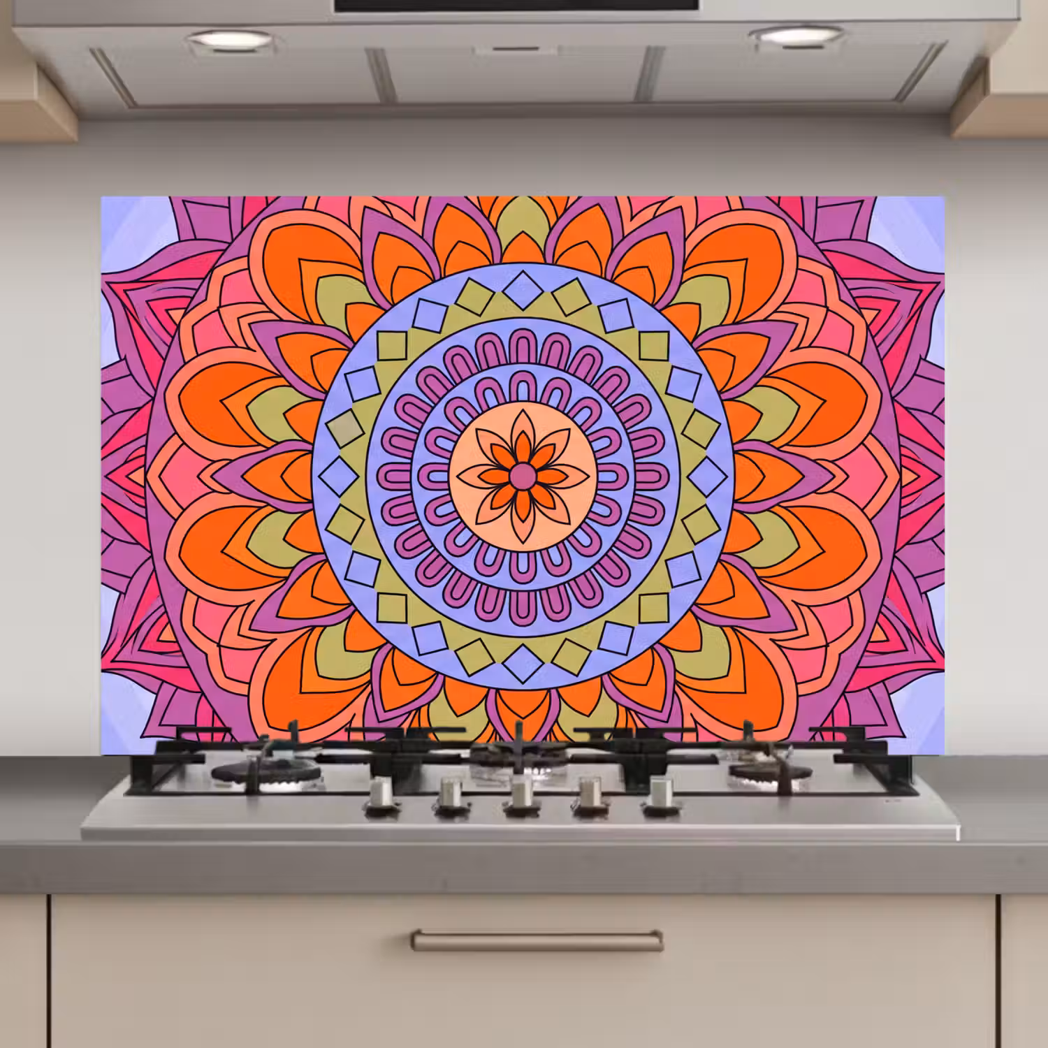 Mandala - Cirkel - Abstract - Kleurrijk - Patroon keuken achterwand spatscherm klein -3d_website