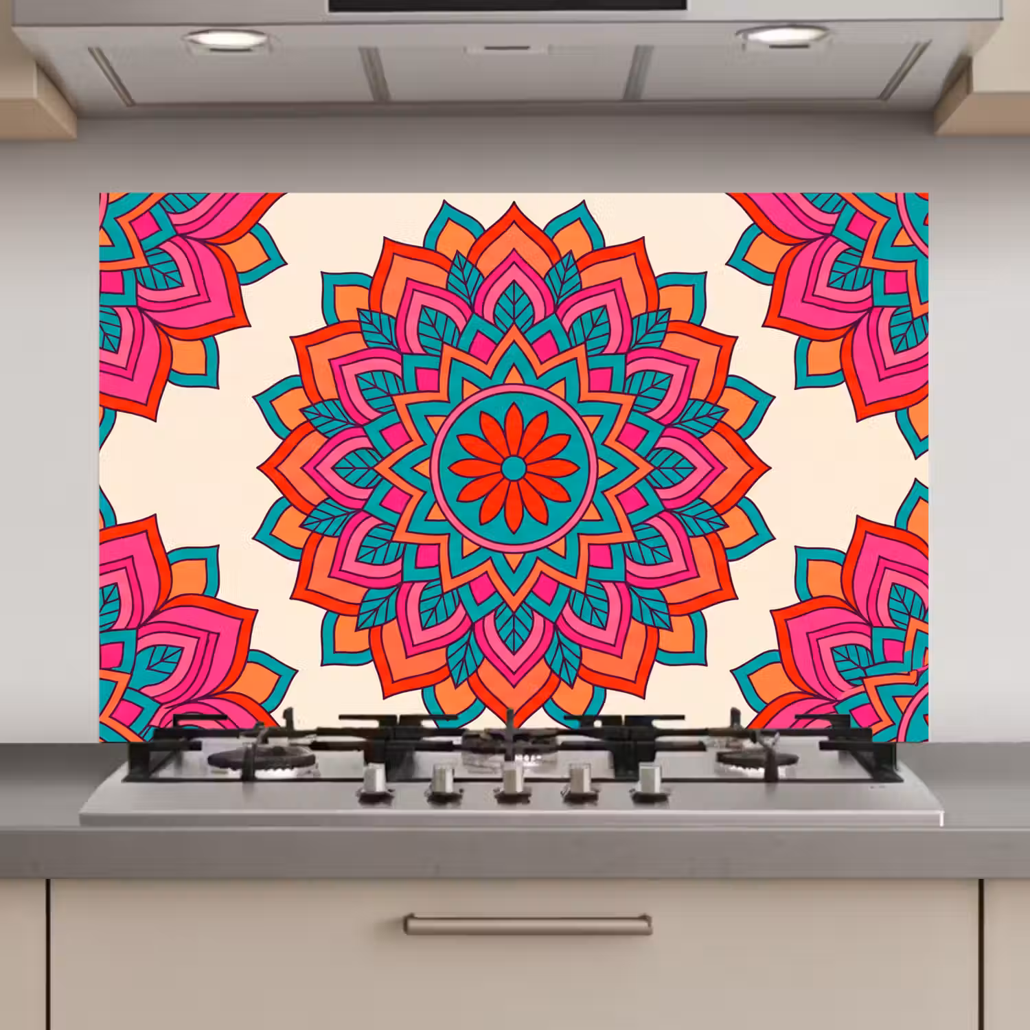 Mandala - Patroon - Abstract - Kleurrijk - Modern keuken achterwand spatscherm klein -3d_website