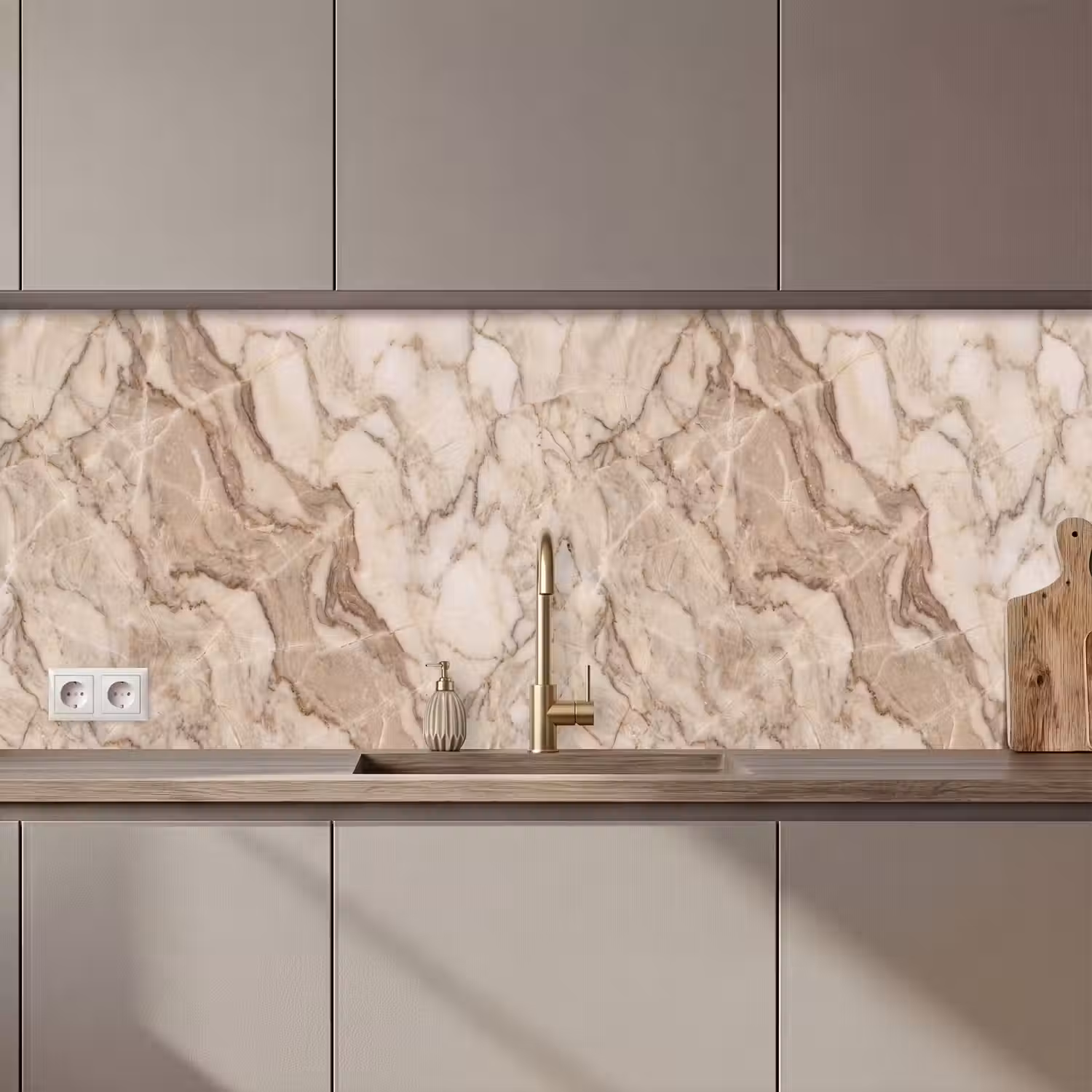 Marmer - Aderen - Textuur - Beige - Modern keuken achterwand 2 middel zz_3dshopping